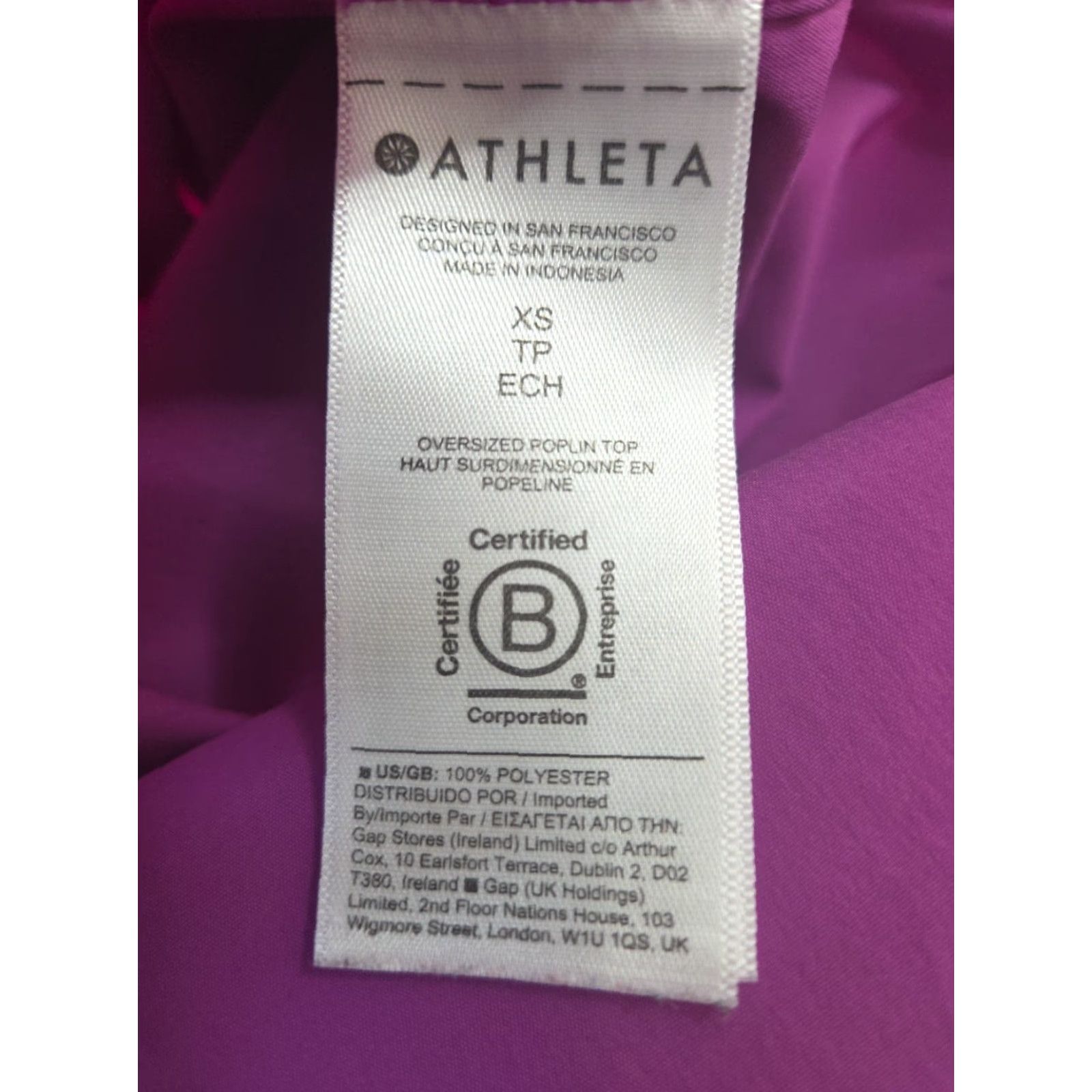 Athleta Athleta Shirt Women's XS Purple Oversized Button-Up Woven Poplin Performance Shirt Size XS / US 0-2 / IT 36-38 - 5 Thumbnail