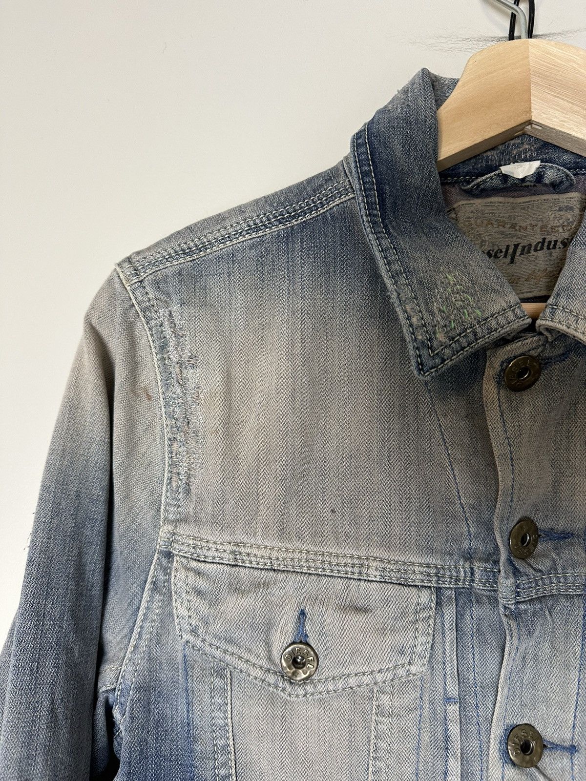 Diesel × Vintage Vintage Diesel Repaired Denim Jacket Small Size S / US 4 / IT 40 - 7 Thumbnail