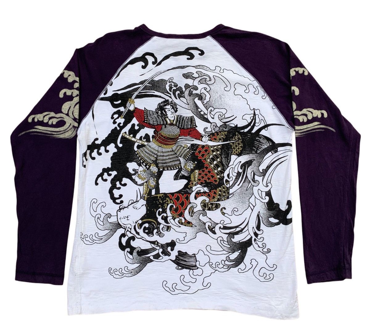 Art Comes First Samurai Riding Koi Fish Three Pocket Sukajan T Shirt Size US M / EU 48-50 / 2 - 1 Thumbnail