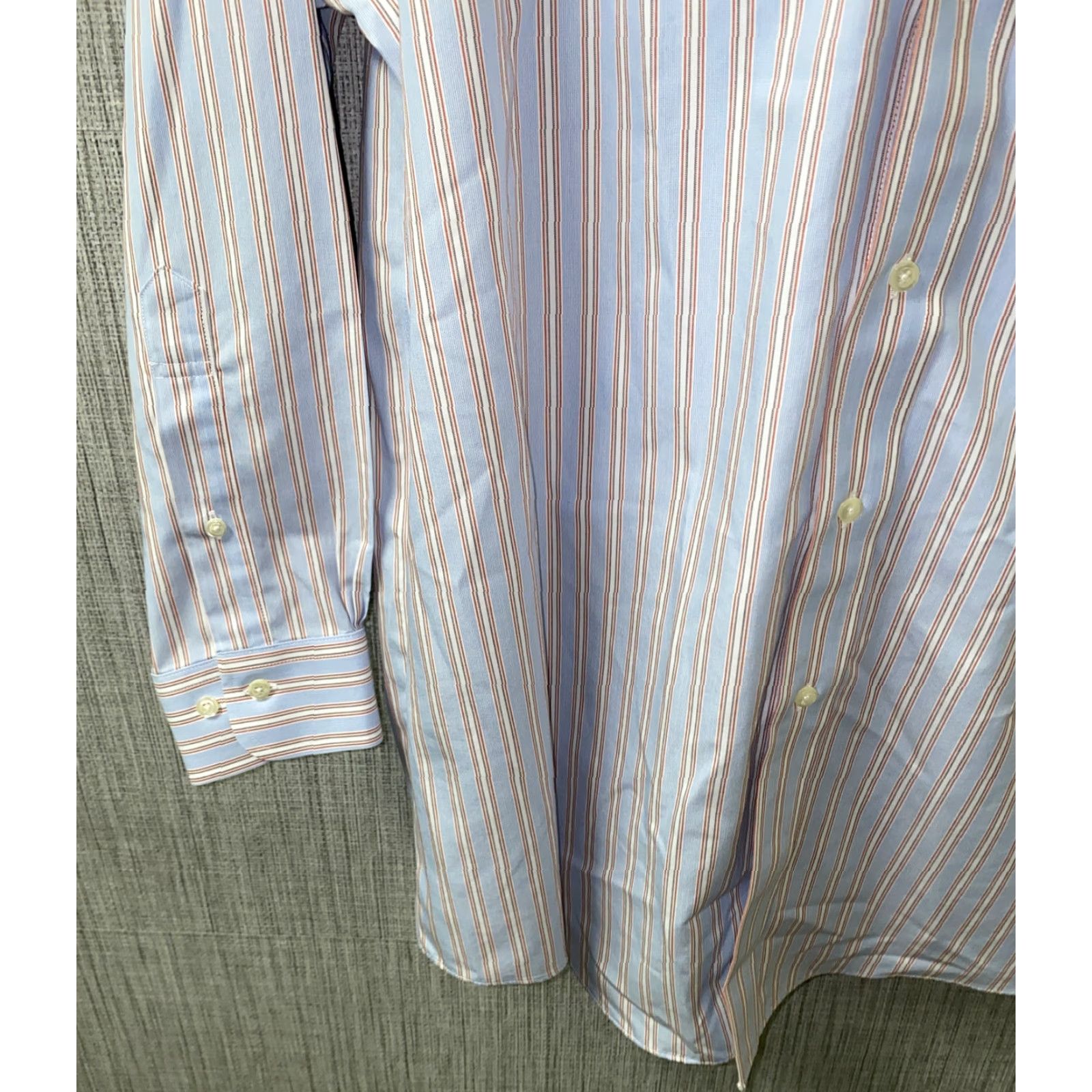 Brooks Brothers Brooks Brothers Dress Shirt Mens 1/2 Button-Down Collar Striped Blue Red 16.5 Regular Cotton Long Sleeve Size 42R - 4 Thumbnail