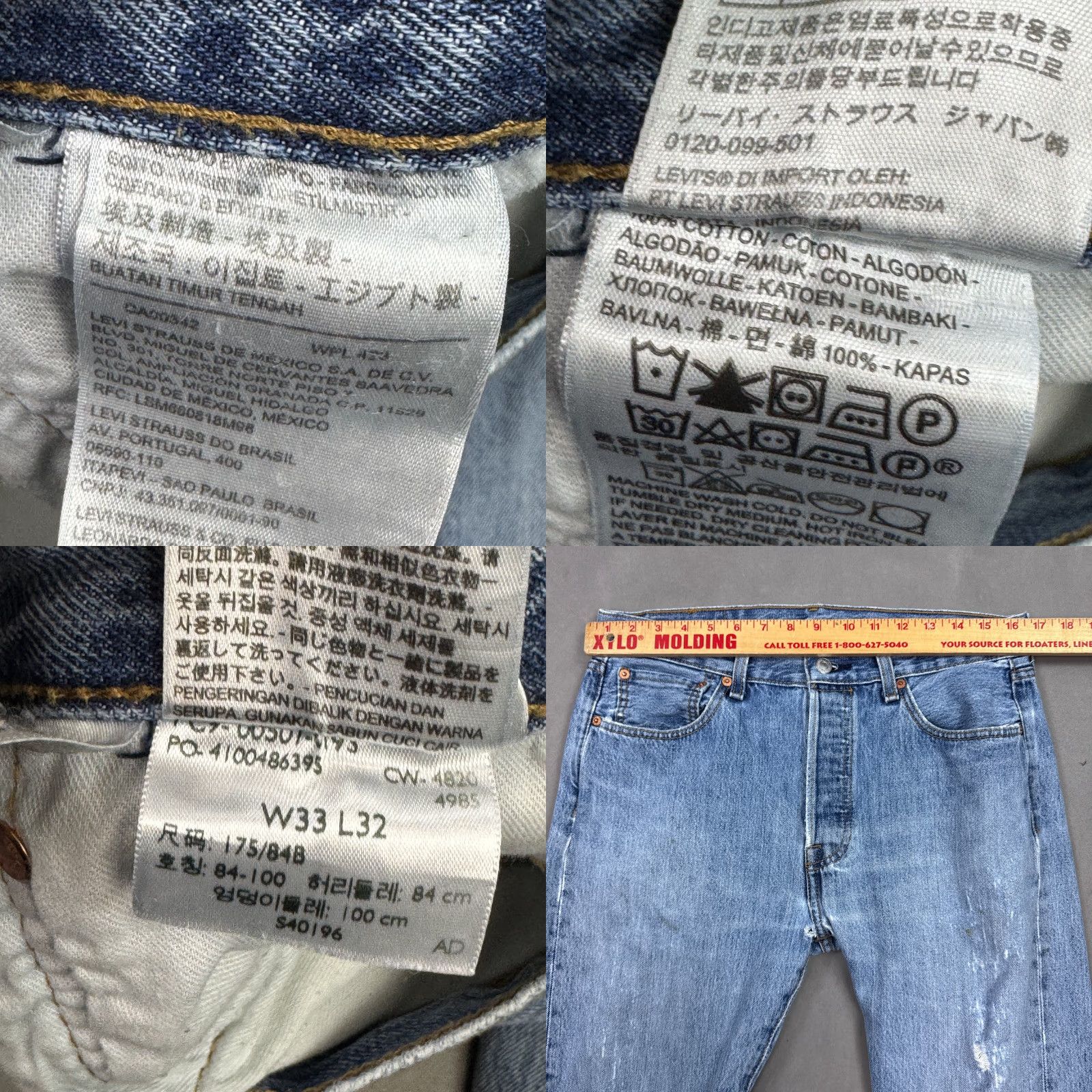 Levi's Levi's 501 Jeans Mens 33x32 Blue Button Fly Distressed Thrashed Vintage? No Jeans Size US 33 - 9 Thumbnail