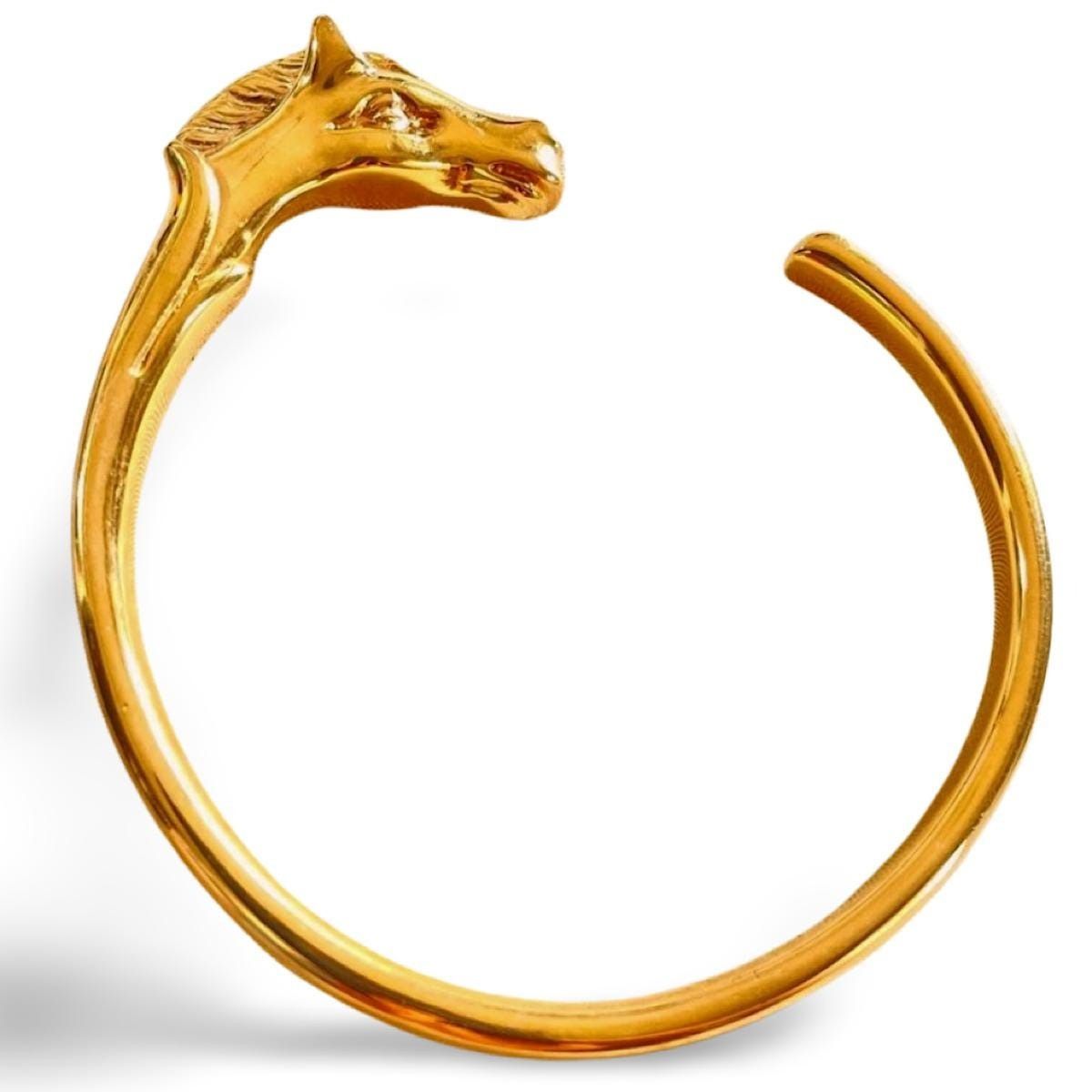 Hermes Vintage Hermes golden horse head design bangle, bracelet. Size ONE SIZE - 1 Thumbnail