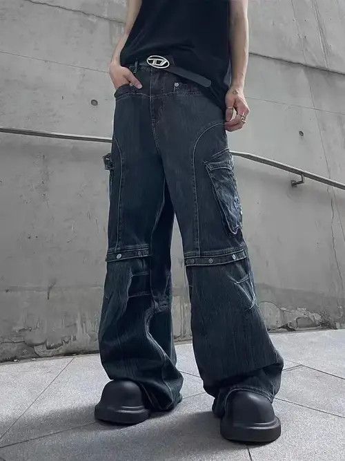 Japanese Brand × Jean Retro heavy duty workwear large pocket wide leg jeans Size US 32 / EU 48 - 2 Thumbnail