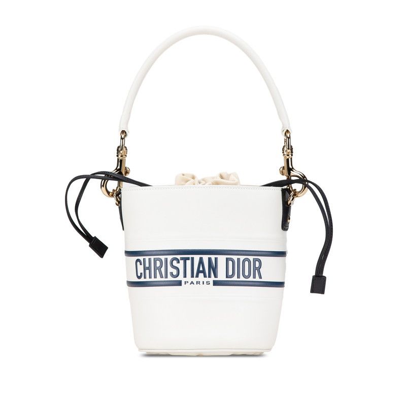 Dior Dior Leather Vibe Micro Bucket 2Way Bag Leather Shoulder Bag in White, Women's