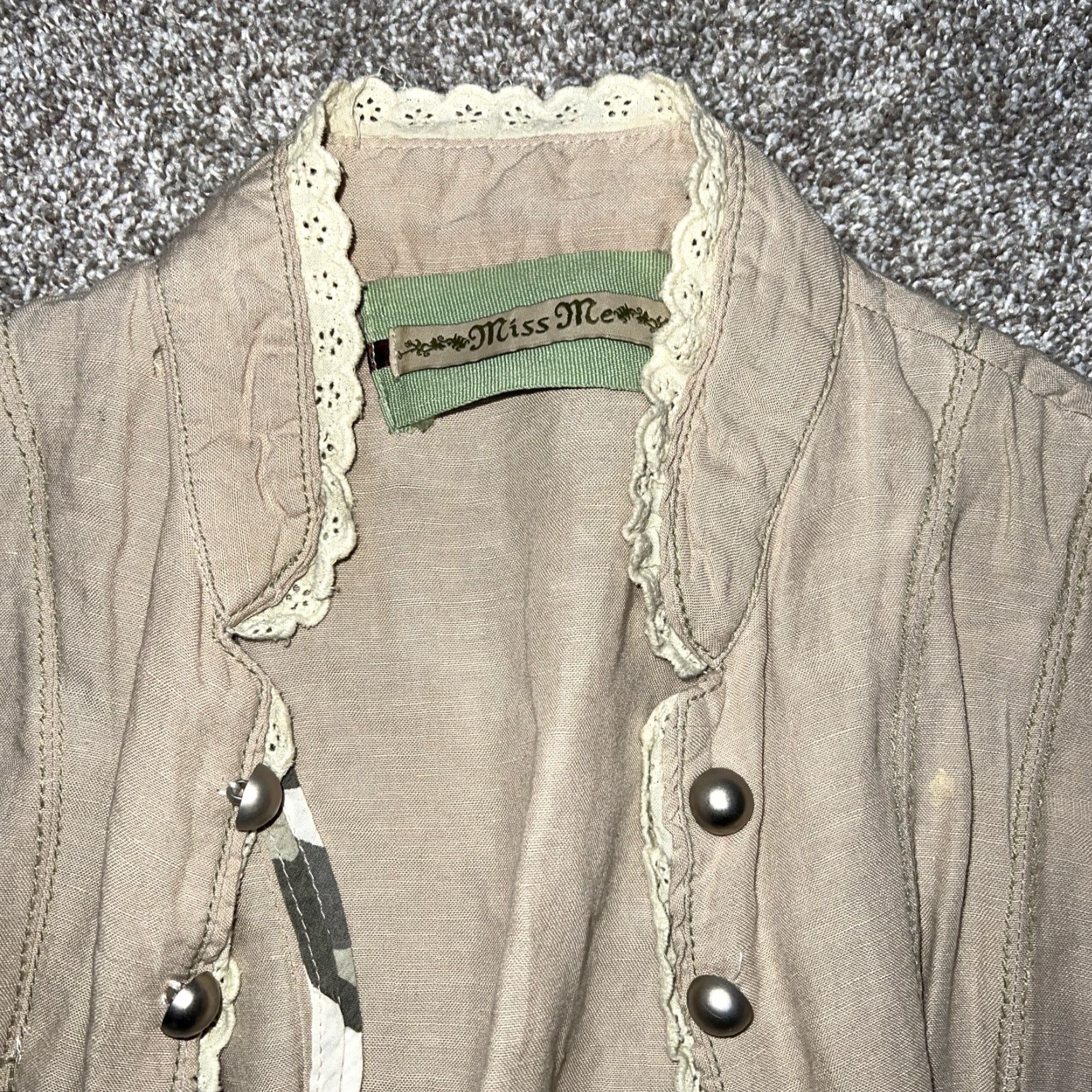 Miss Me VINTAGE Miss Me Shirt Button-Up Women’s Size S Beige Light Jacket Size S / US 4 / IT 40 - 2 Thumbnail