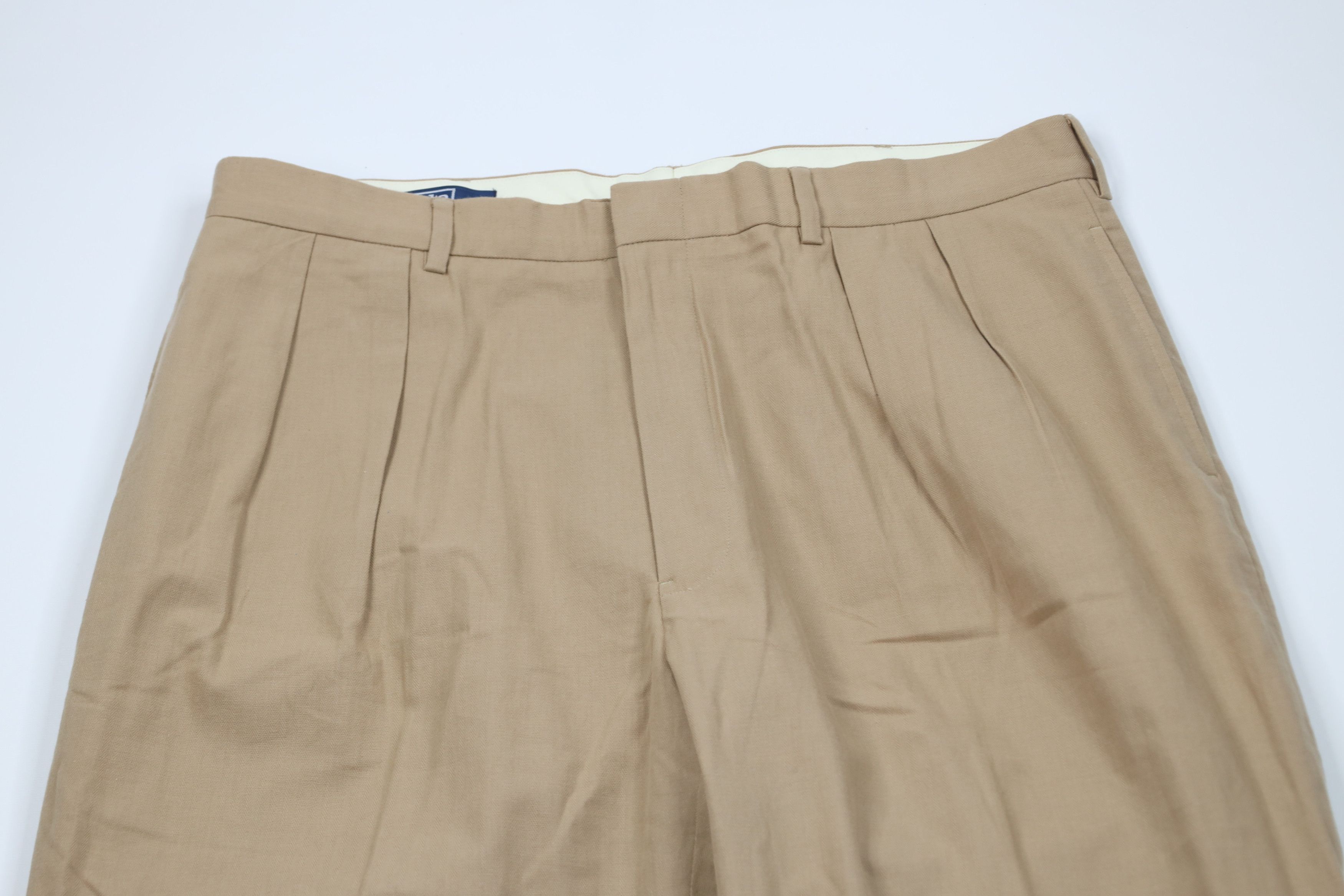 Ralph Lauren Vintage 90s Ralph Lauren Wide Leg Chino Pants Beige Cotton Size US 38 / EU 54 - 2 Thumbnail