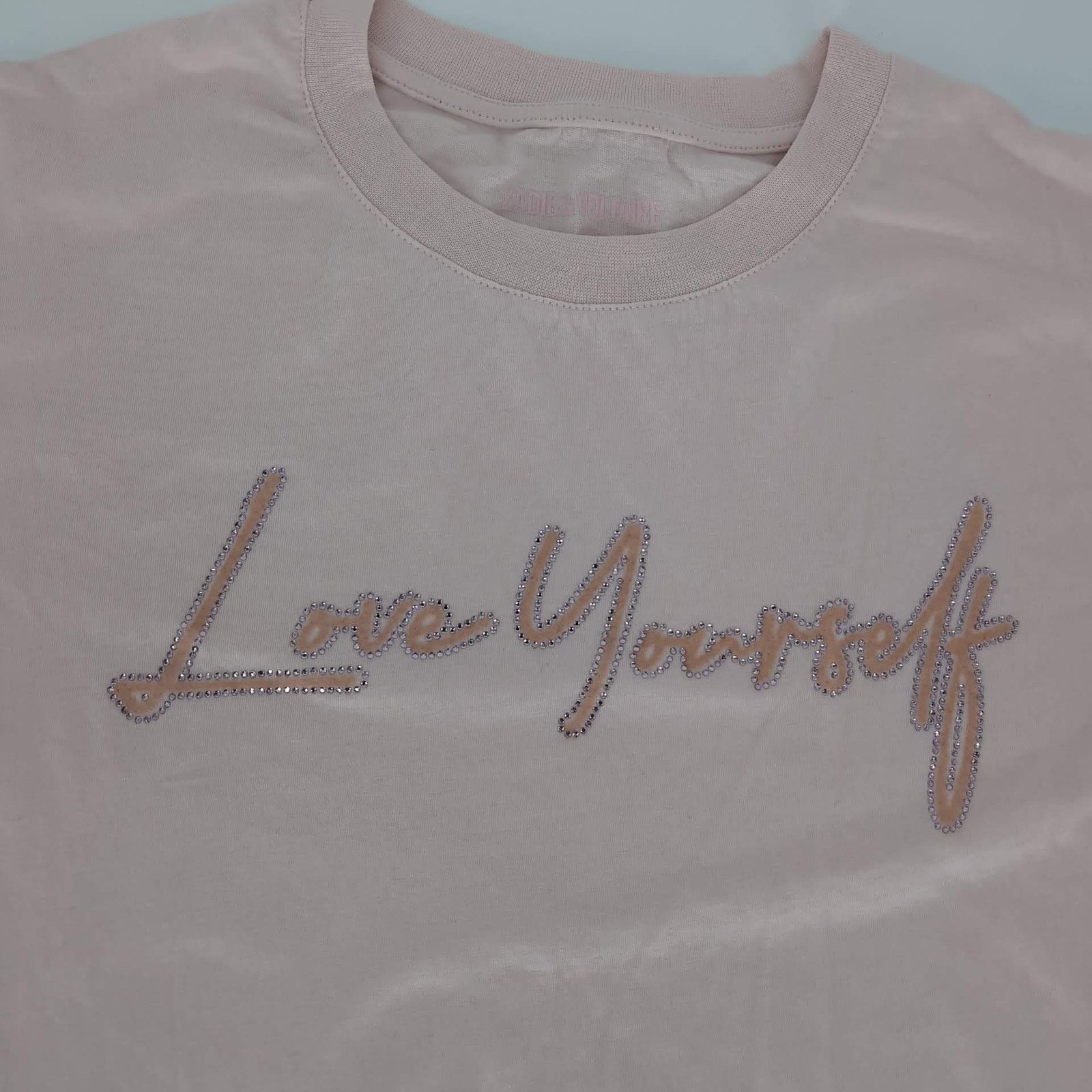 Zadig & Voltaire Zadig & Voltaire Pink Love Yourself Diamanté T-Shirt - Sz XS Size XS / US 0-2 / IT 36-38 - 6 Thumbnail