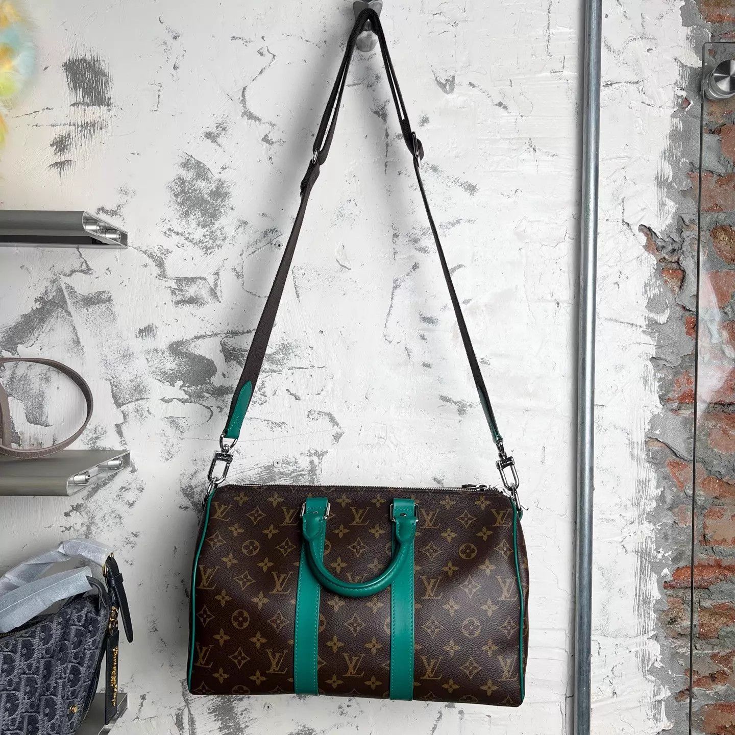 Louis Vuitton LV Monogram Green Trim Keepall 35 Crossbody Bag Size ONE SIZE - 8 Thumbnail