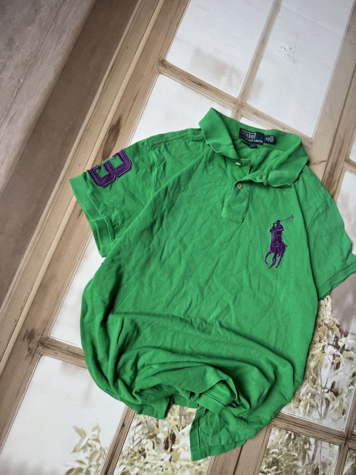 Polo Ralph Lauren Polo Ralph Lauren Big Pony Green & Purple Mesh Polo Shirt Size US M / EU 48-50 / 2 - 2 Thumbnail