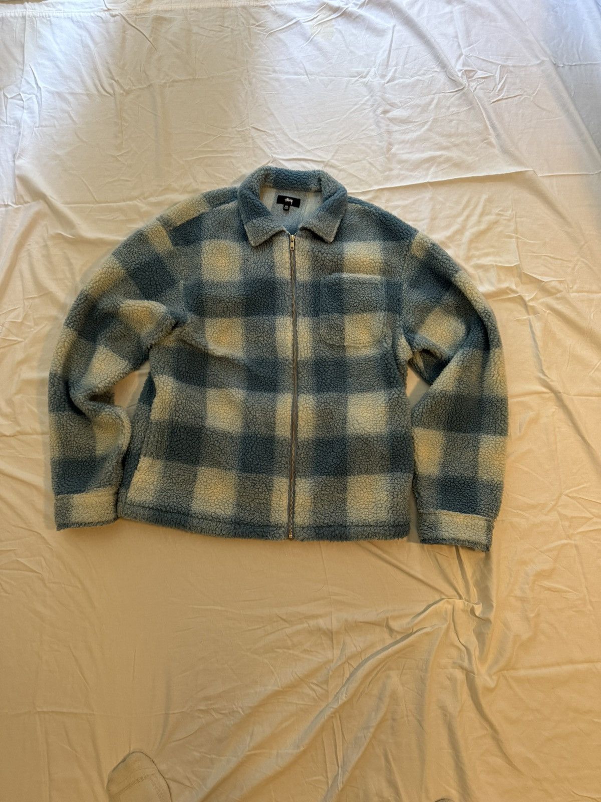 Stussy Stussy Shadow Plaid Zip Sherpa ‘Light Blue’ Size US XXL / EU 58 / 5 - 1 Thumbnail