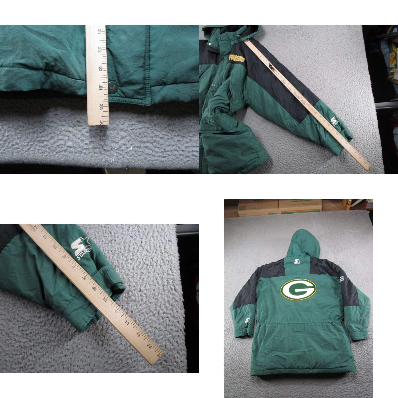 Starter VINTAGE Starter Pro Line Puffer Jacket Green Bay Packers NFL Size L Men Jackets Winter Green Quilted Logo Zip Down Filled Nylon Racing Football Gifts Size US L / EU 52-54 / 3 - 8 Thumbnail