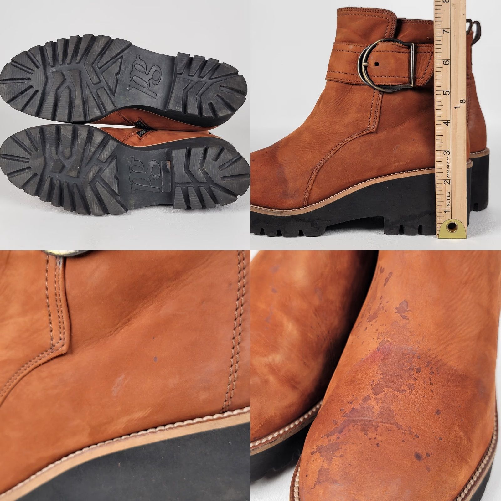Vintage VINTAGE Paul Green Boots Women’s 8 Brown Leather Short Lug Bootie Zip Buckle Cushioned Insole Round Toe Mid Heel Fall Winter Spring UK 6 US 8 Size 28" / US 6 / IT 42 - 8 Thumbnail