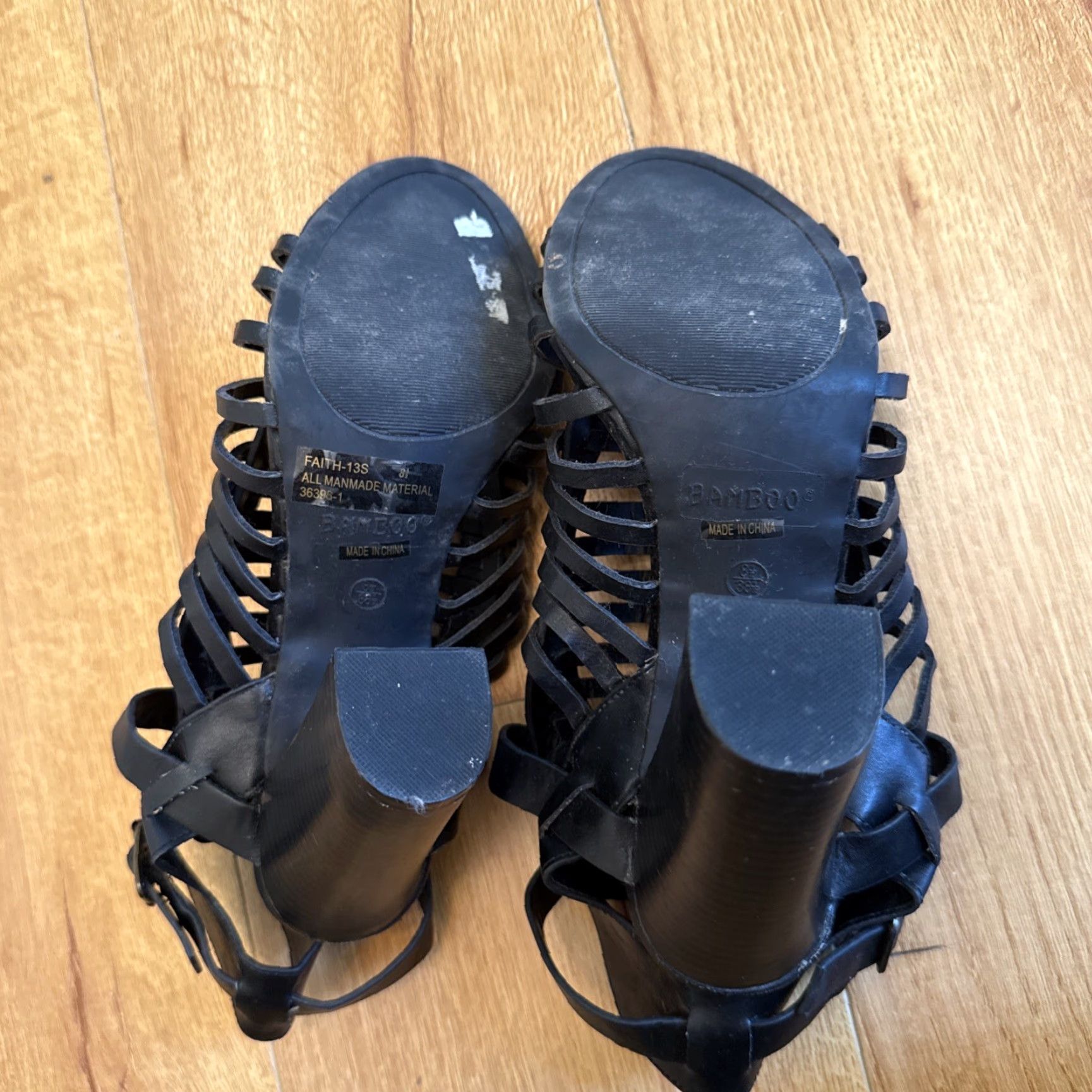 Vintage Bamboo Faith 13S Women's Woven Strappy Sandal Black Size 8.5 Heels Boho Medium Block Heel Sandals Woman Size US 9 / IT 39 - 7 Thumbnail