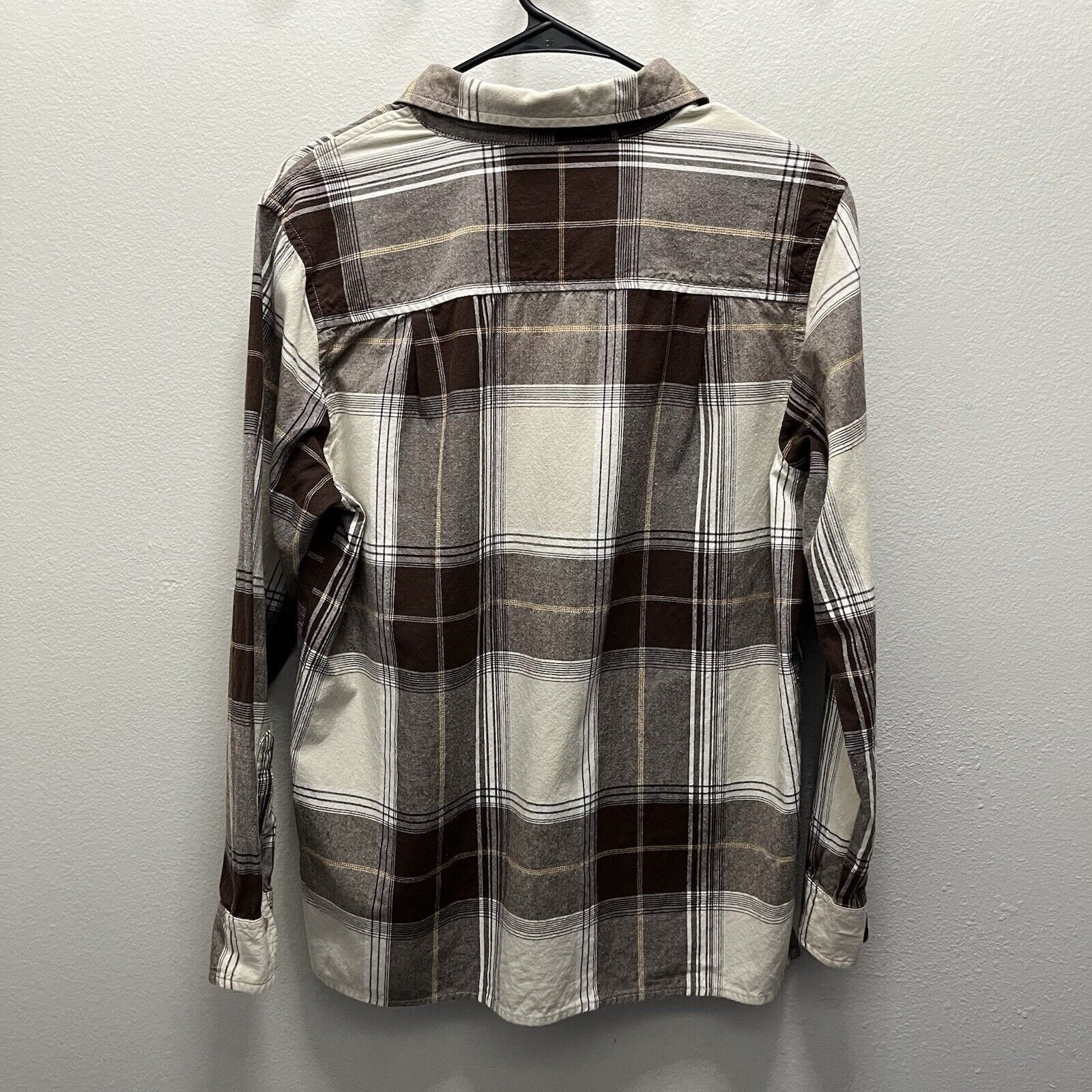 Lee Ms. Lee | Vintage 90s Brown Tan Plaid Long Sleeve Button Top Size M / US 6-8 / IT 42-44 - 5 Thumbnail