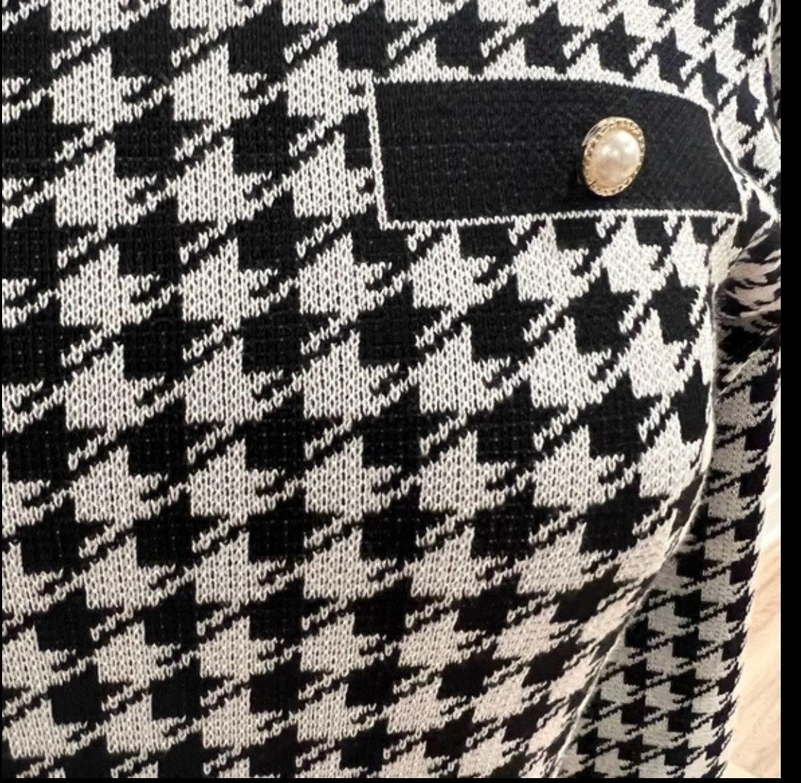 Other New Black & White Stretch Houndstooth Sweater Dress sz L. Size L / US 10 / IT 46 - 4 Thumbnail