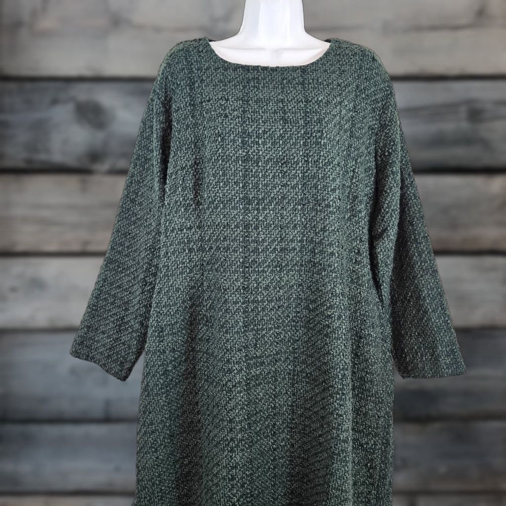 Vintage Dainty Jewells Womens Tea At The Louvre Tweed Dress 2XL Emerald Green Midi A-Line Long Sleeve Zip Adult Womens Size XXL / US 16-18 / IT 52-54 - 1 Thumbnail