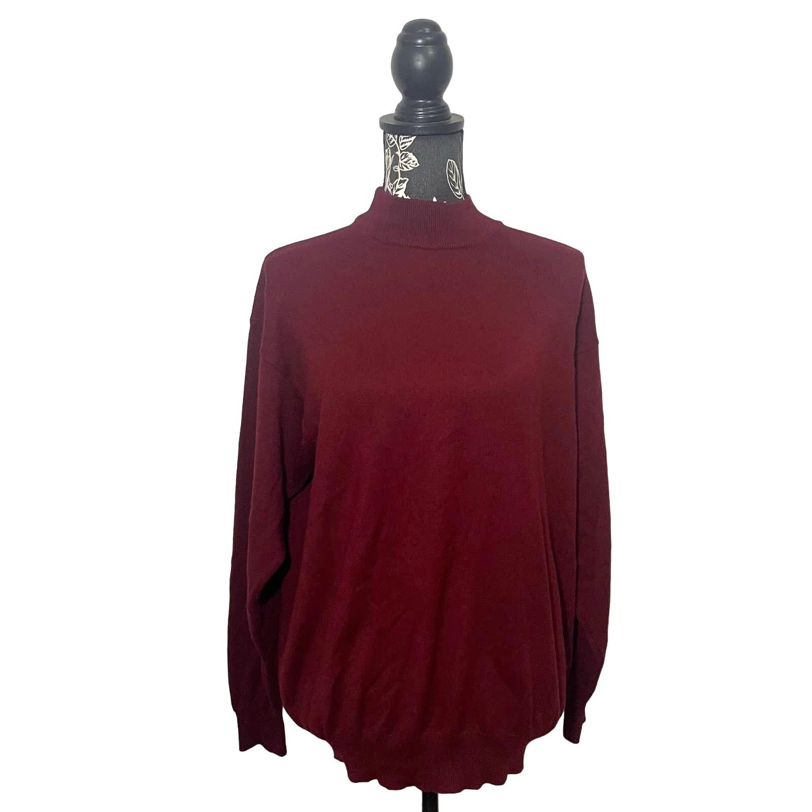Other Linea Uomo Mock Neck Sweater Merino Wool Blend Red Large Size US L / EU 52-54 / 3 - 1 Thumbnail