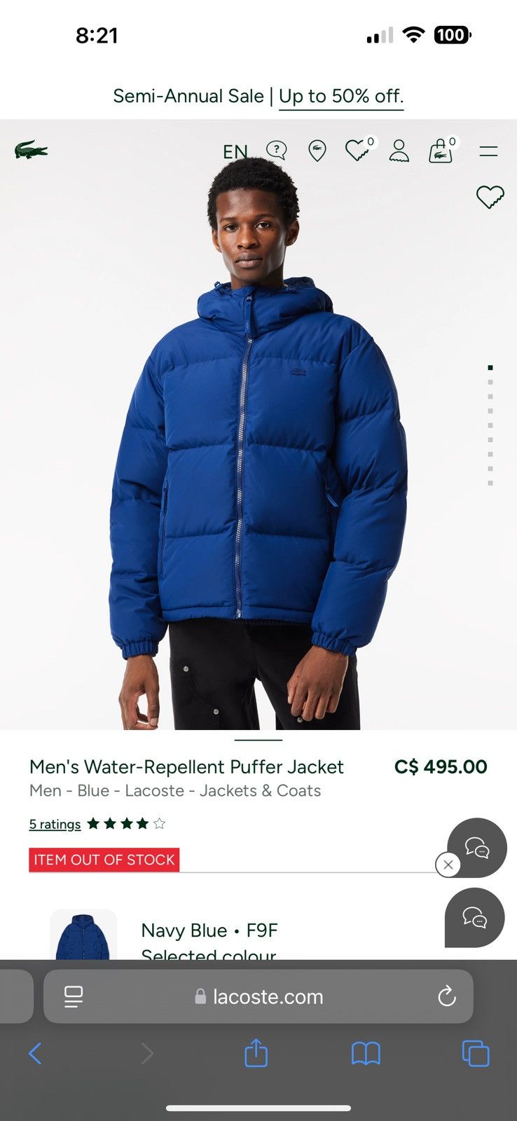Lacoste Lacoste Puffer Jacket Size US M / EU 48-50 / 2 - 7 Thumbnail