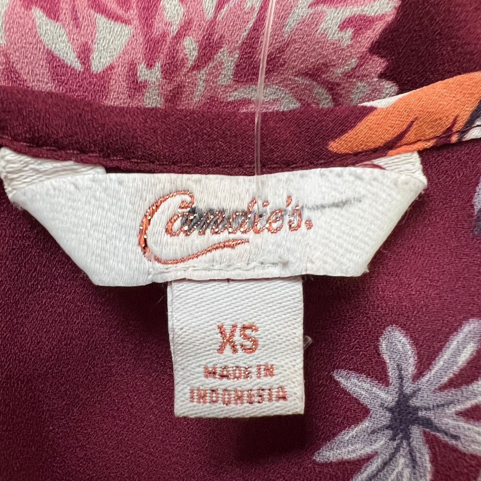 Other Candie's Burgandy Floral Print Sleeveless Top, XS Size XS / US 0-2 / IT 36-38 - 4 Thumbnail