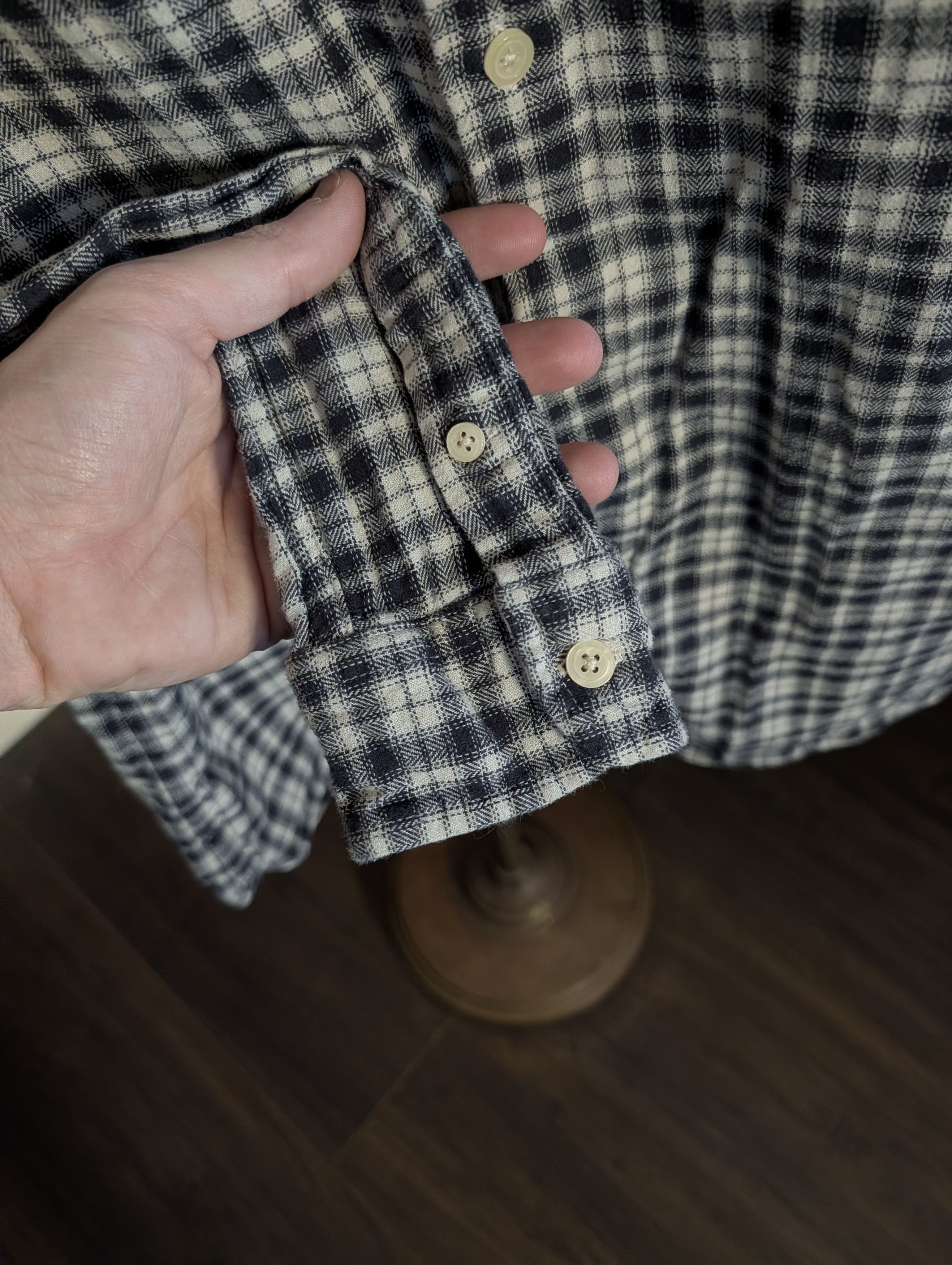 Allsaints Black/white plaid flannel button-down logo shirt Small Size US S / EU 44-46 / 1 - 7 Thumbnail
