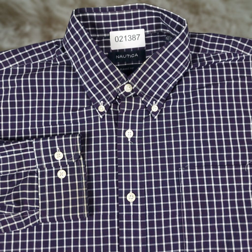 Nautica Nautica Shirt Mens Size 16.5 Blue Plaid Button-Up Short Sleeve Casual Classic Preppy Size US L / EU 52-54 / 3 - 1 Thumbnail