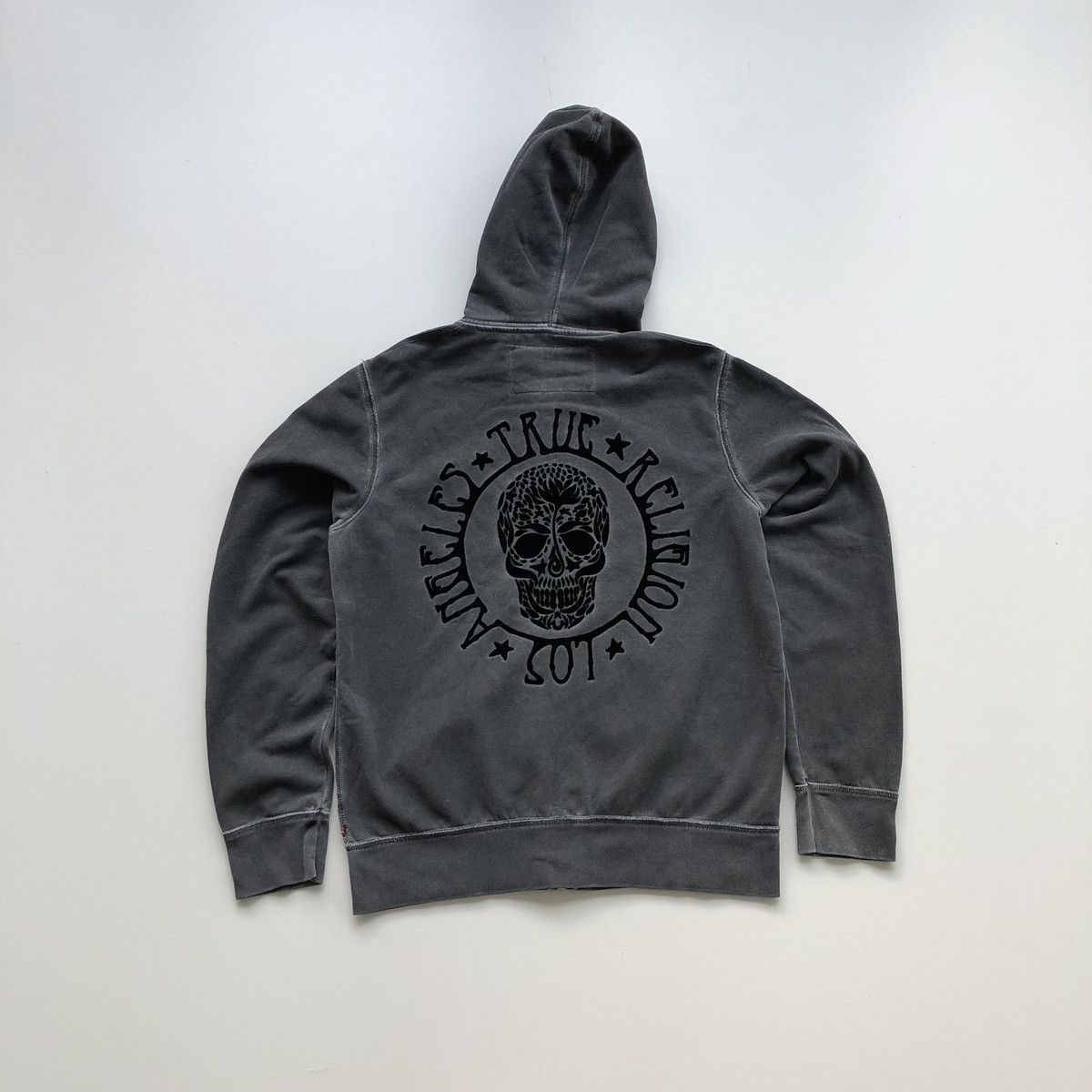 True Religion True Religion Los Angeles Skull Logo Washed Zip Hoodie Grey Size US XL / EU 56 / 4 - 3 Thumbnail