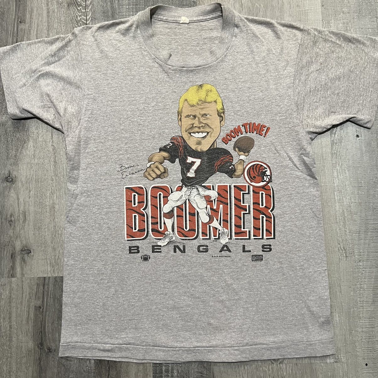 VTG Boomer Esiason 1980s Bengals Grey Caricature NFL T Shirt