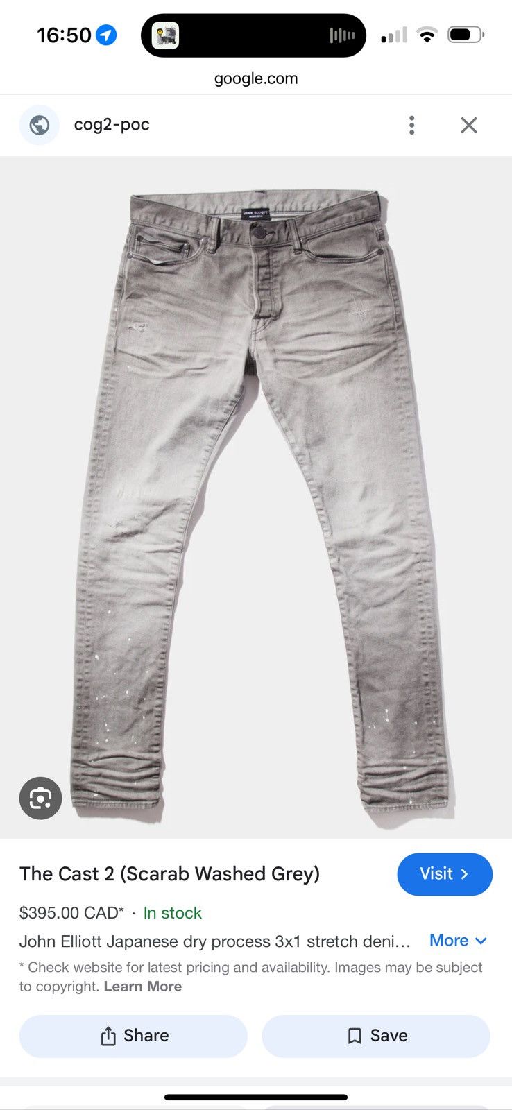 John Elliott Cast 2 Scarab Washed Gray Size US 31 - 9 Thumbnail