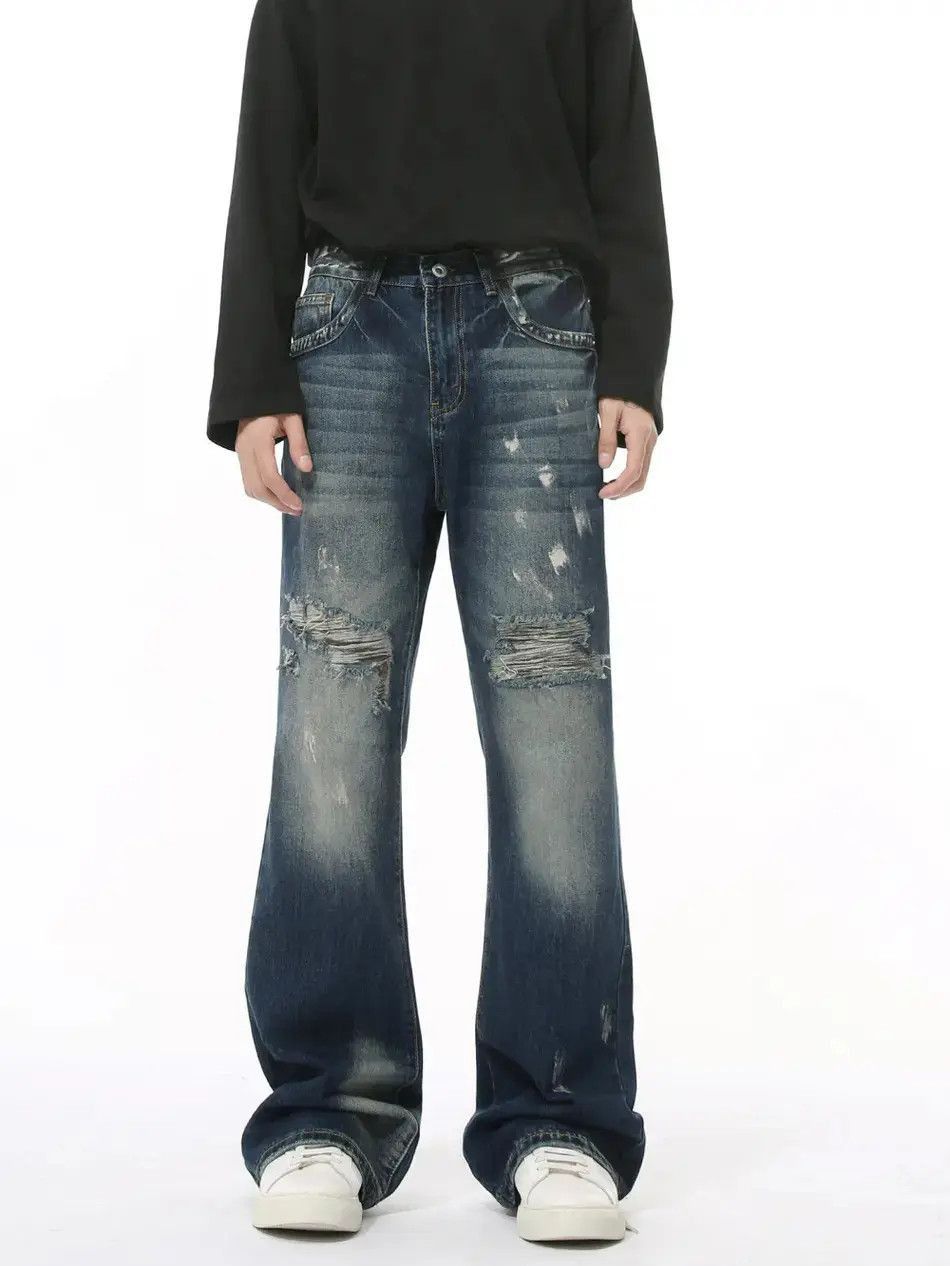 Japanese Brand Retro loose tie dye micro flared jeans Size US 32 / EU 48 - 4 Thumbnail