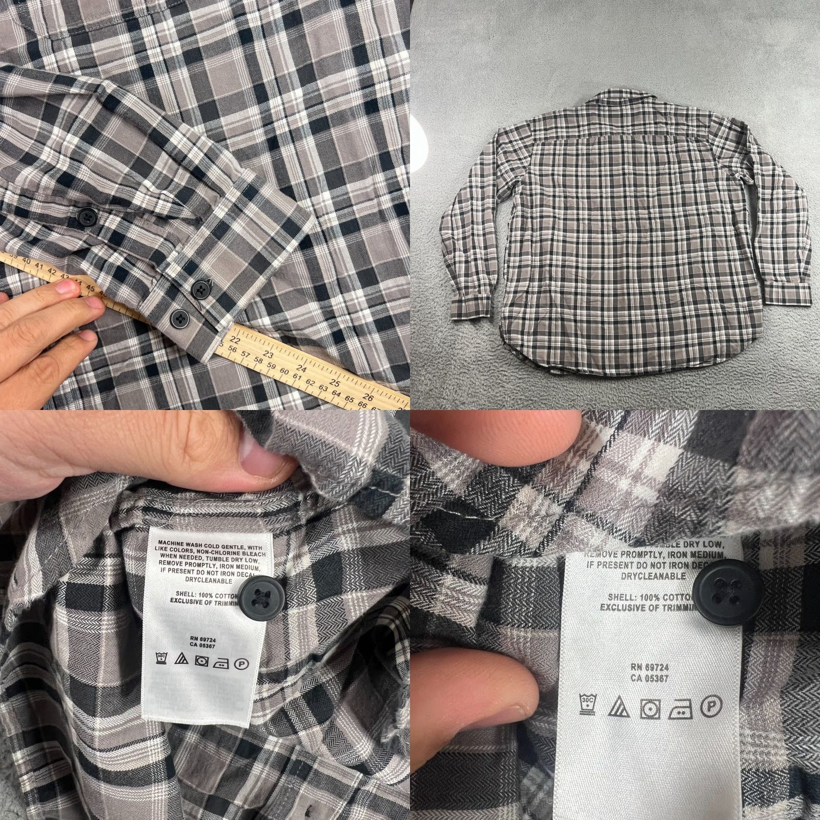 Vintage Columbia Shirt - Button-Up - Men - XXL - Gray Plaid - Cotton - Long Sleeve - Pre-owned Size US XXL / EU 58 / 5 - 8 Thumbnail