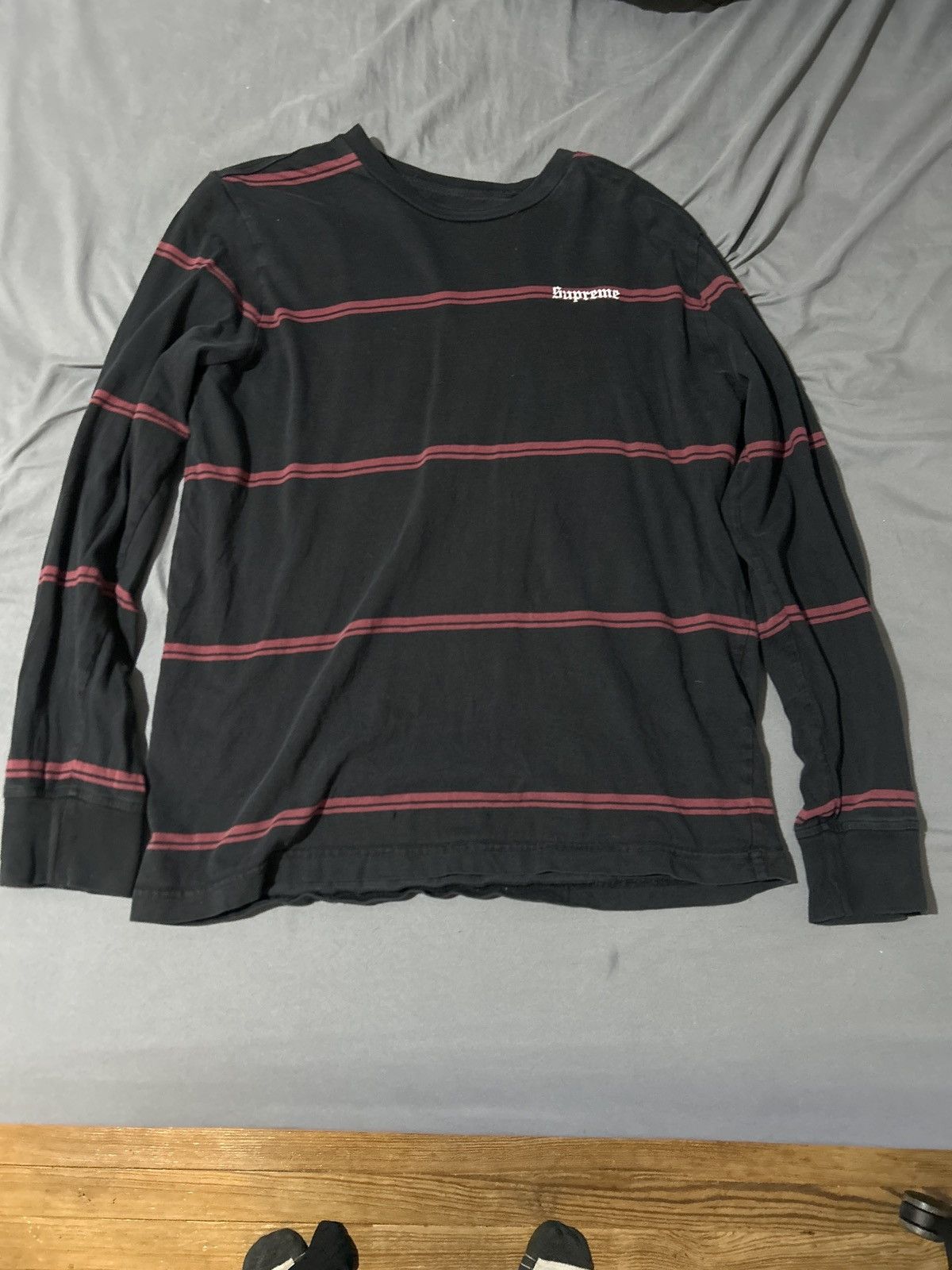 Supreme Supreme Old English - Striped Long Sleeve Shirt Size US M / EU 48-50 / 2 - 6 Thumbnail