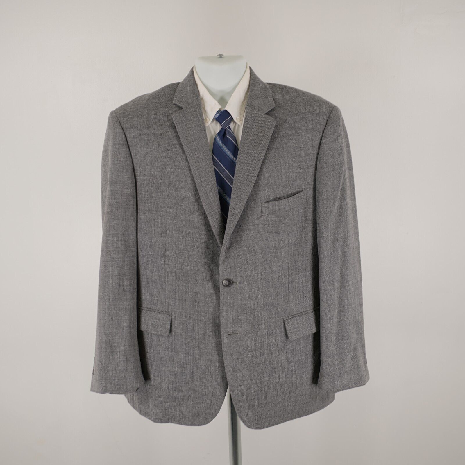 Jos. A. Bank Jos A Bank Traveler's Textured Wool Gray Basketweave 2 Butto Size 42R - 5 Thumbnail