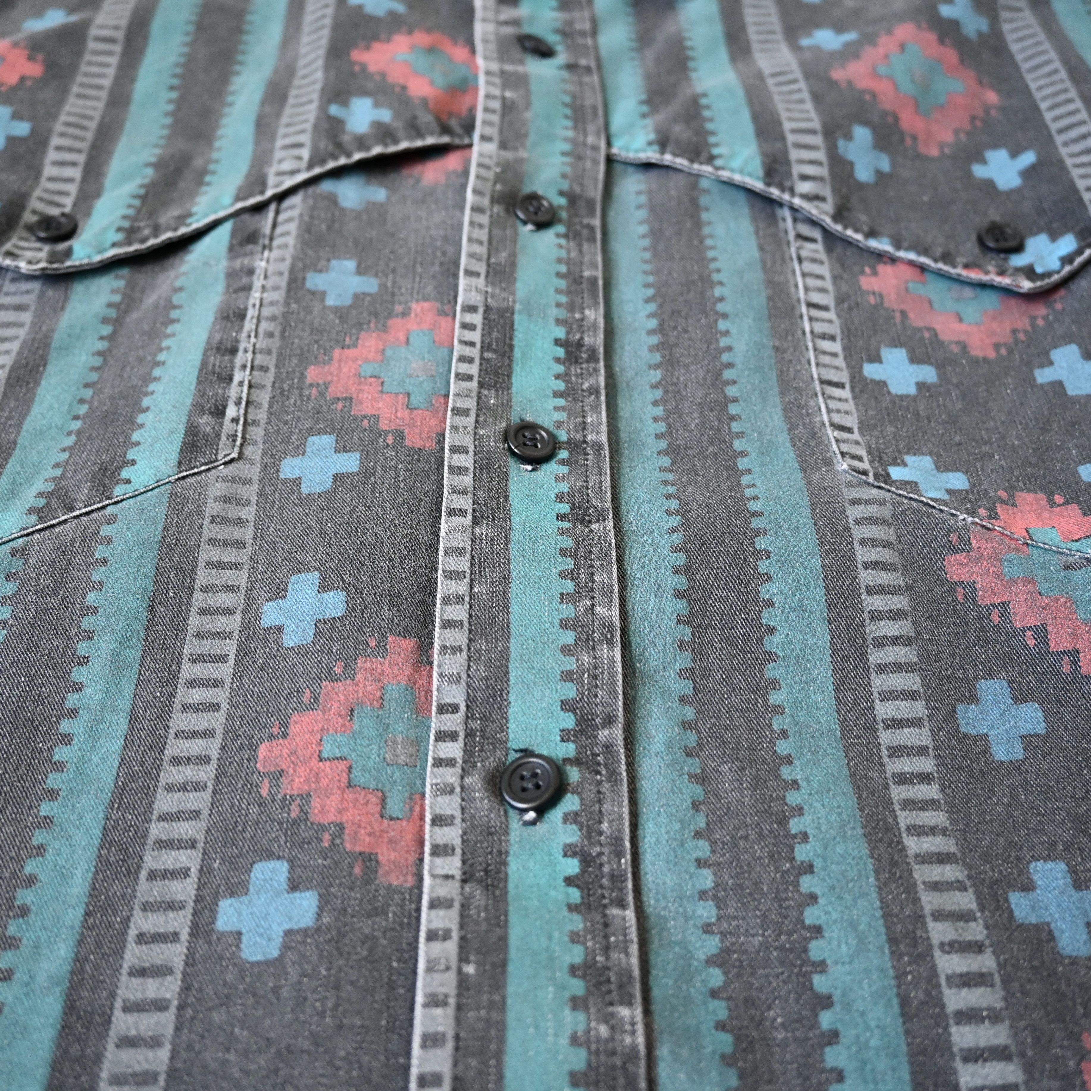 Vintage VTG Wrangler Brushpopper cape shirt Aztec Navajo 16.5-35 Size US L / EU 52-54 / 3 - 9 Thumbnail