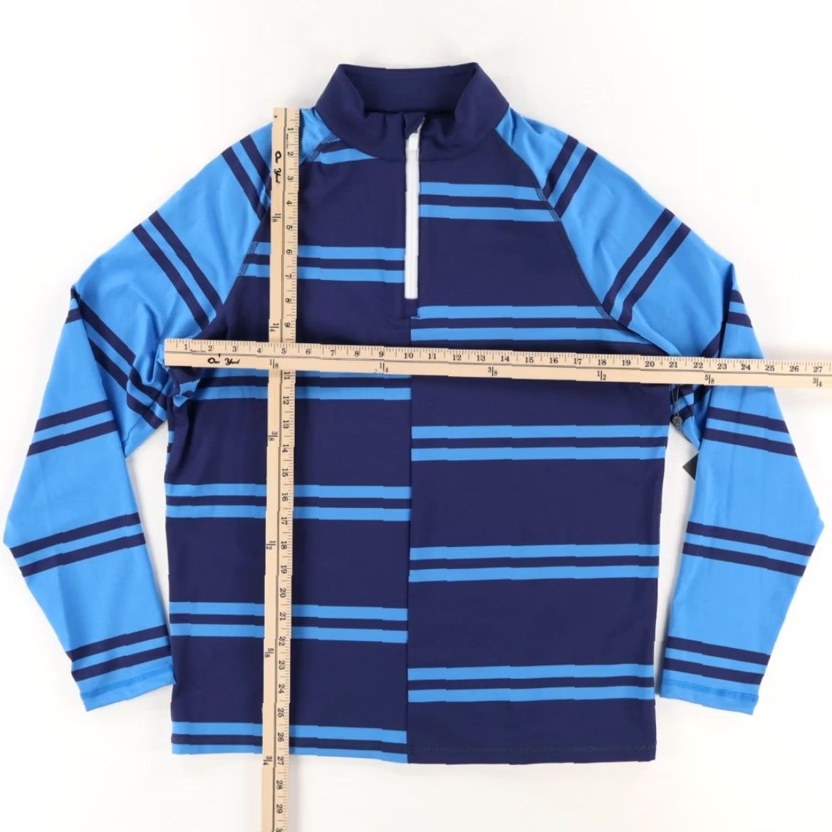 G/FORE G/Fore Offset Stripe 1/4 Zip Pullover High Stretch Blueprint Men's S Shirt Size US S / EU 44-46 / 1 - 3 Thumbnail