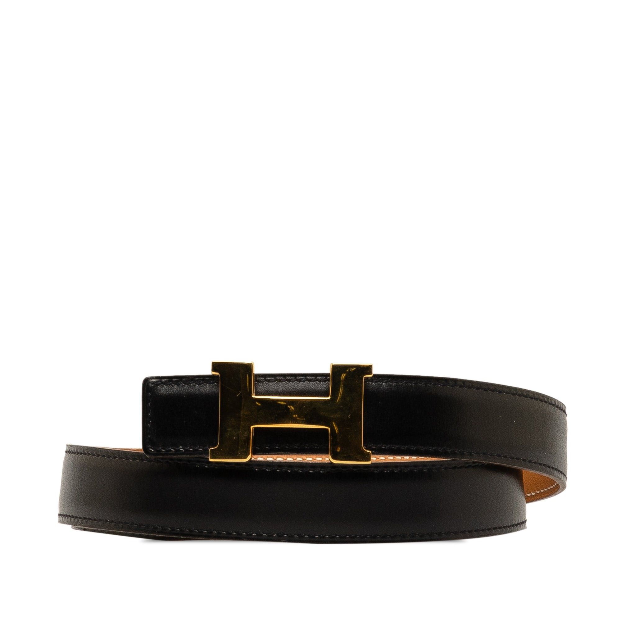 image of Hermes Constance Reversible Belt in Black, Women's