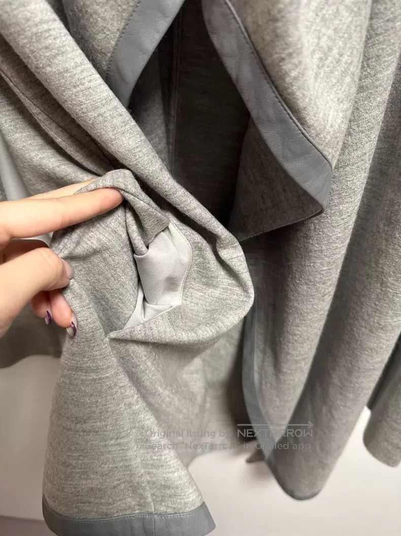 Helmut Lang Helmut Lang Grey Leather Edged Cardigan Size XS / US 0-2 / IT 36-38 - 7 Thumbnail