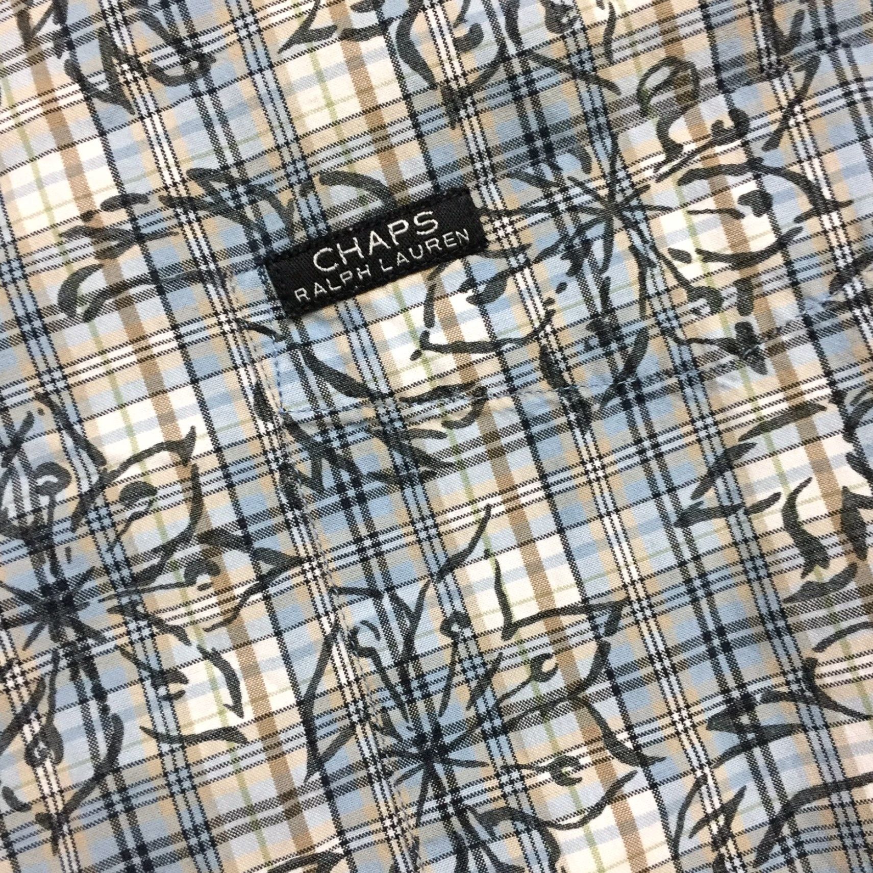 Chaps Chaps Shirt Mens Large Blue Plaid Floral Short Sleeve Button Up Size US L / EU 52-54 / 3 - 4 Thumbnail