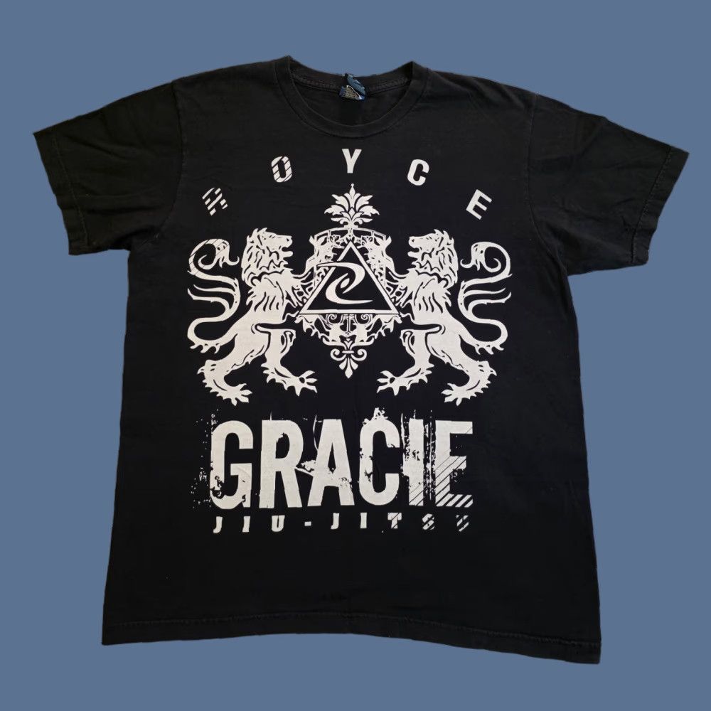 Vintage VINTAGE Gracie Jiu Jitsu T-Shirt Black L Mens 90s USA Rare Cotton Short Sleeve Crew Neck Graphic Print Size US L / EU 52-54 / 3 - 1 Thumbnail