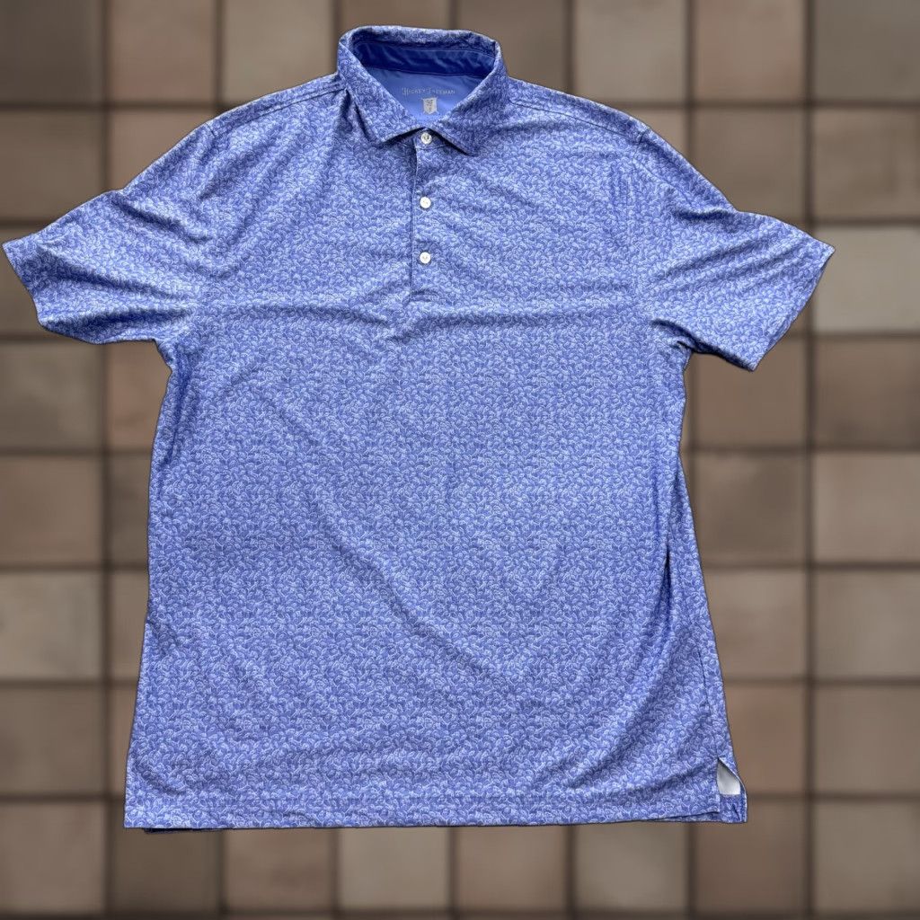 Vintage Hickey Freeman Golf Polo Shirt Mens Medium Blue Floral Performance Stretch Polo Golf Shirt Mens Medium Blue Floral Size US M / EU 48-50 / 2 - 1 Thumbnail