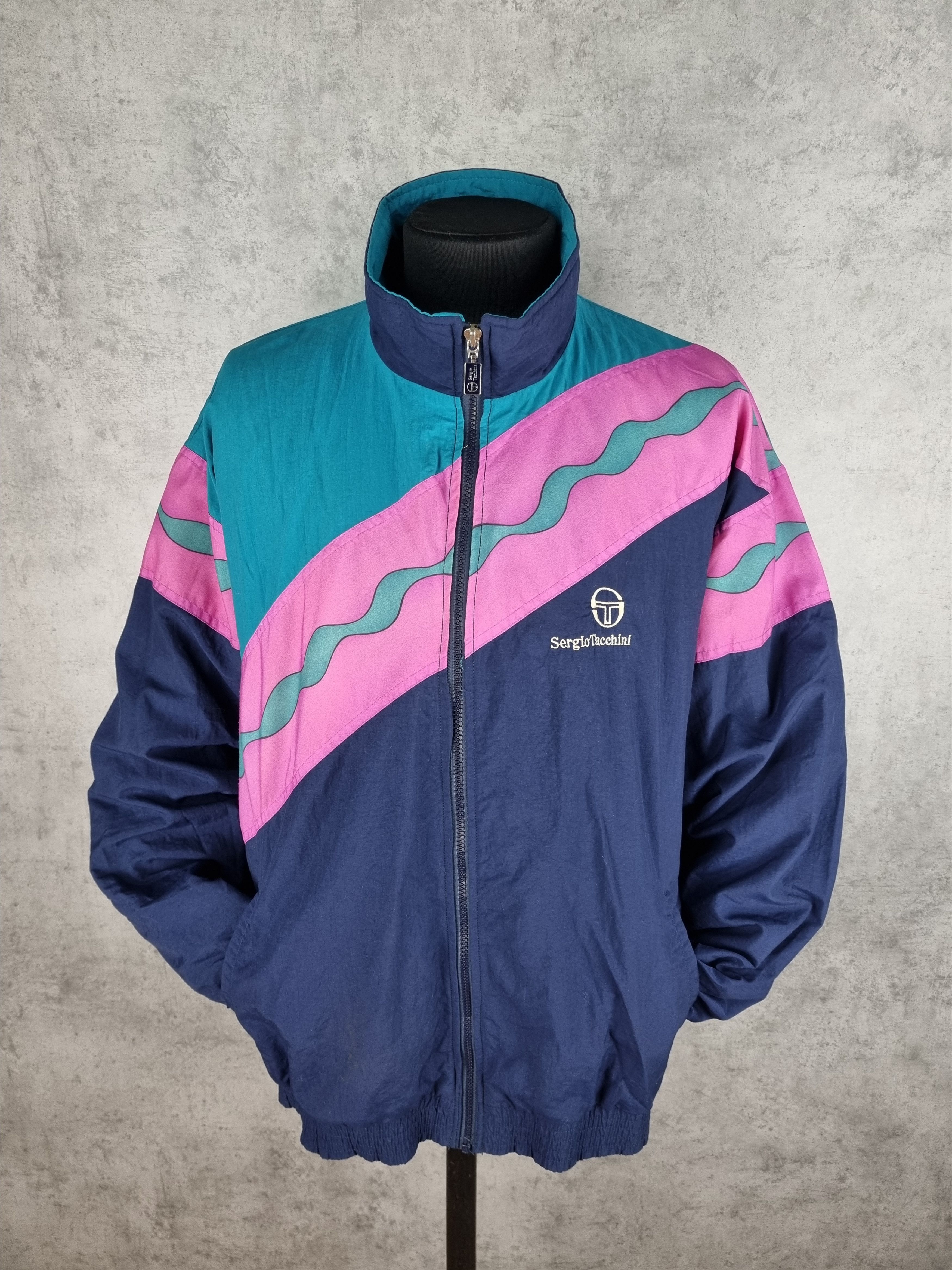 Sergio Tacchini × Vintage 90s Sergio Tacchini Abstract Design Track top Size US L / EU 52-54 / 3 - 3 Thumbnail