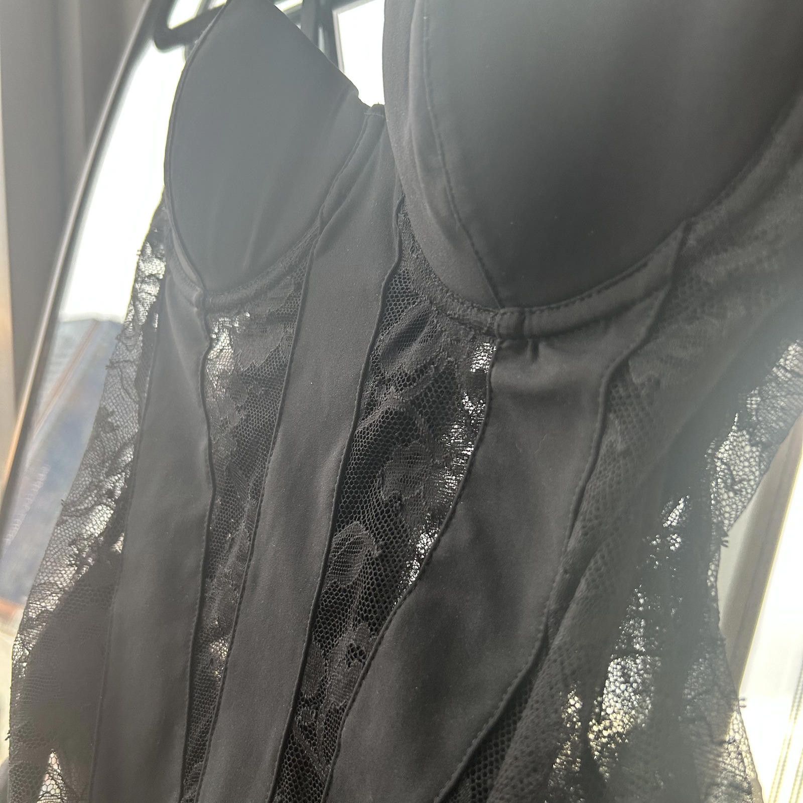 Fleur du Mal Fleur du mal- Elegant Black Lace Bustier Bodysuit Size ONE SIZE - 4 Thumbnail