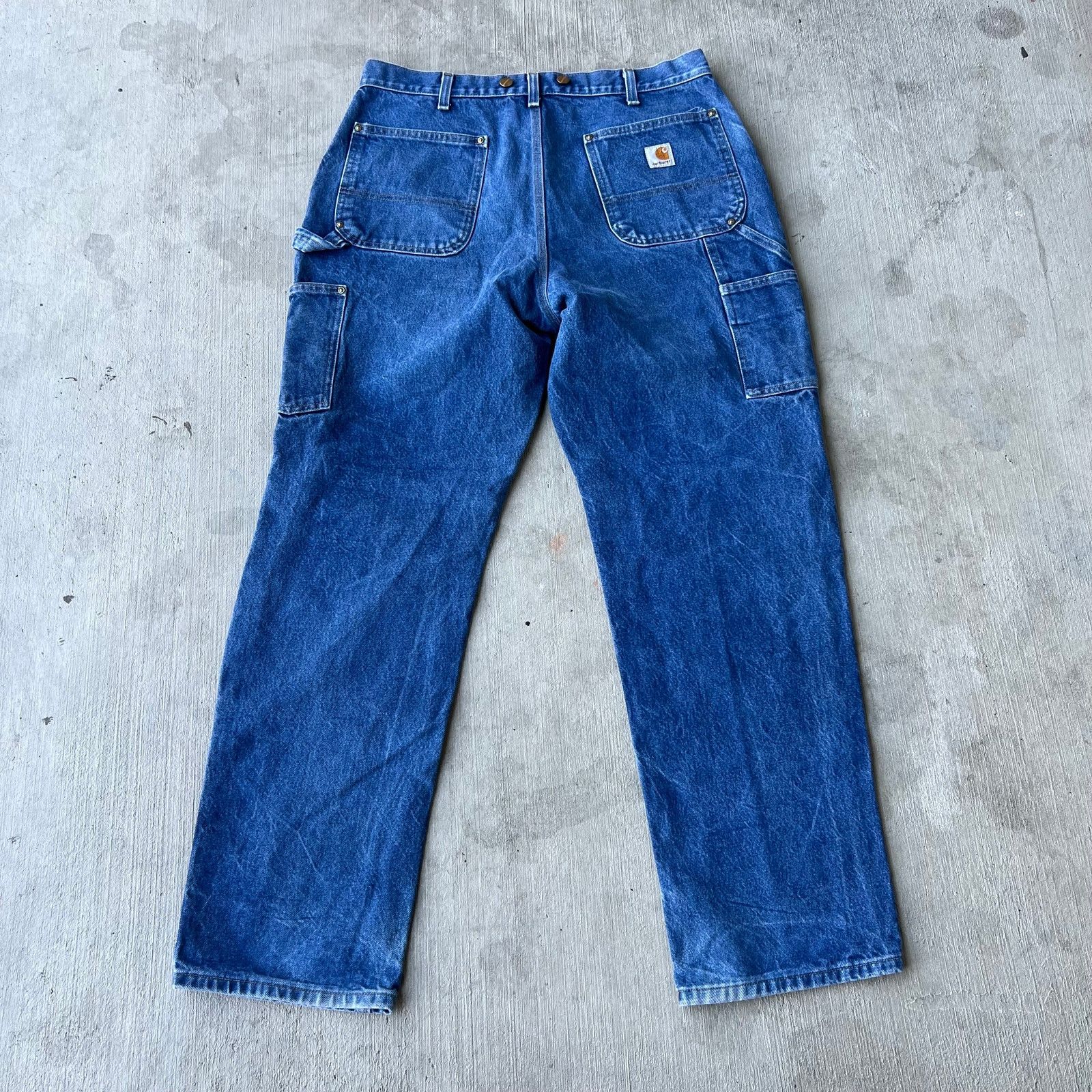 Carhartt × Vintage Carhartt blue denim jeans double knee work carpenter pants Size US 35 - 5 Thumbnail