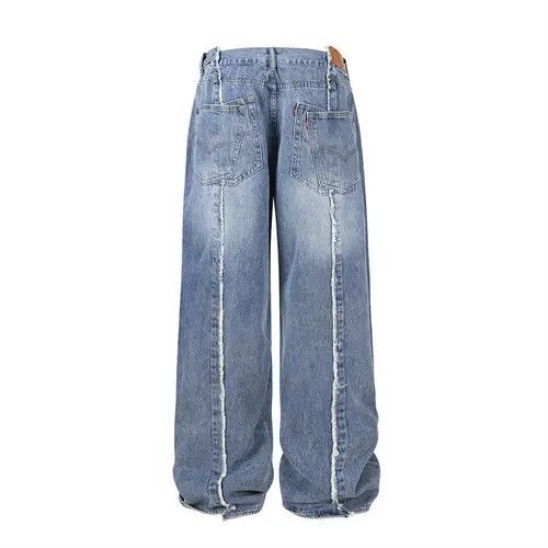 VIBE Men's trendy raw edge stitching gradient washed jeans Size US 32 / EU 48 - 8 Thumbnail