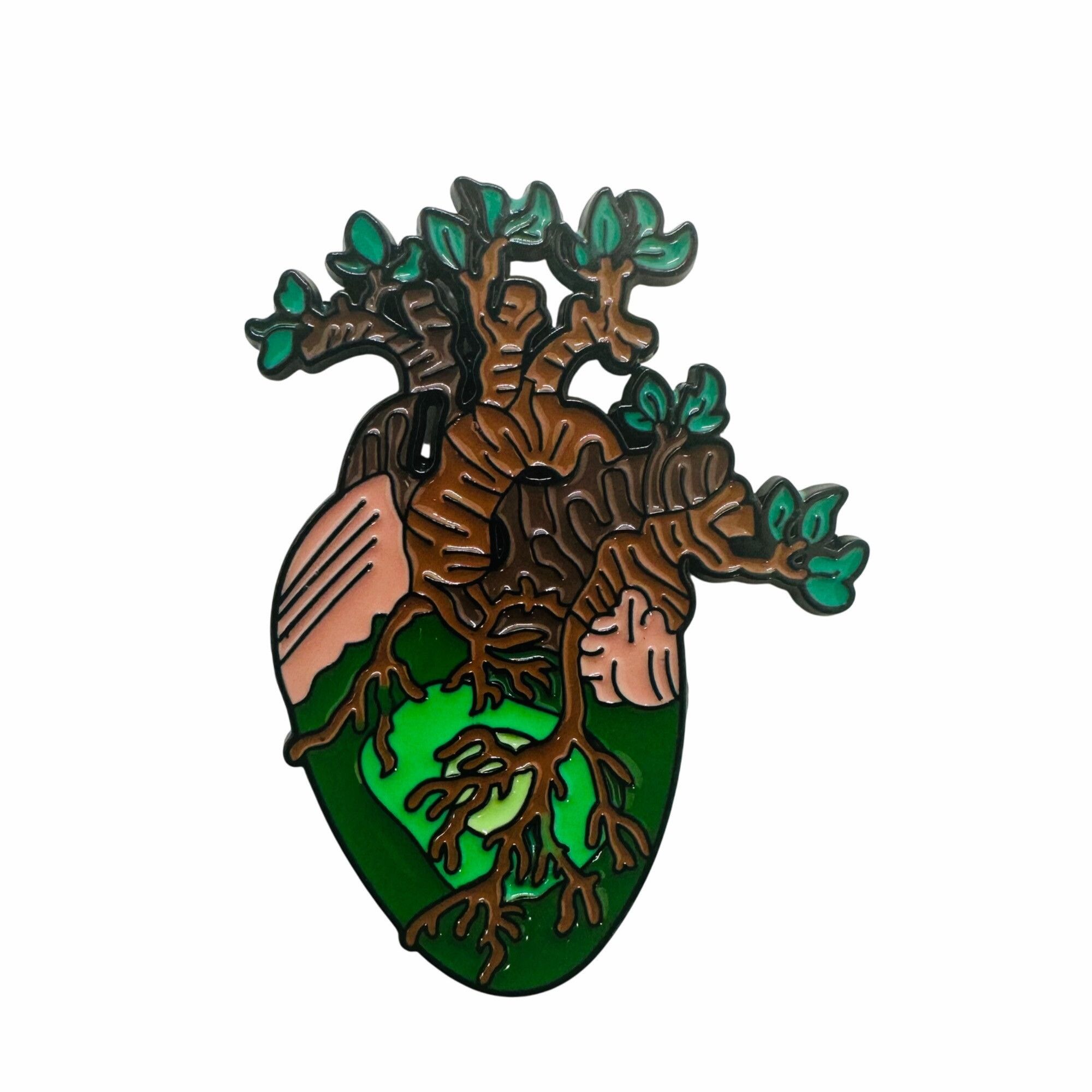 Other Organ Tree Of Life Heart Shape Enamel Pin Broch Spooky Large Size ONE SIZE - 4 Thumbnail