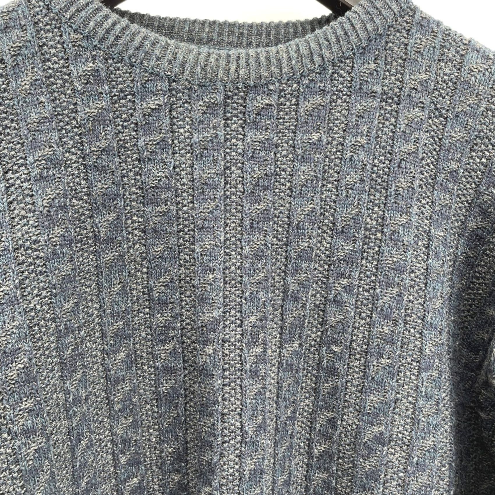 River Island VTG River Island Textured Knit Sweater Men Lg Tall Blue Gray Acrylic Crew Neck Size US L / EU 52-54 / 3 - 4 Thumbnail