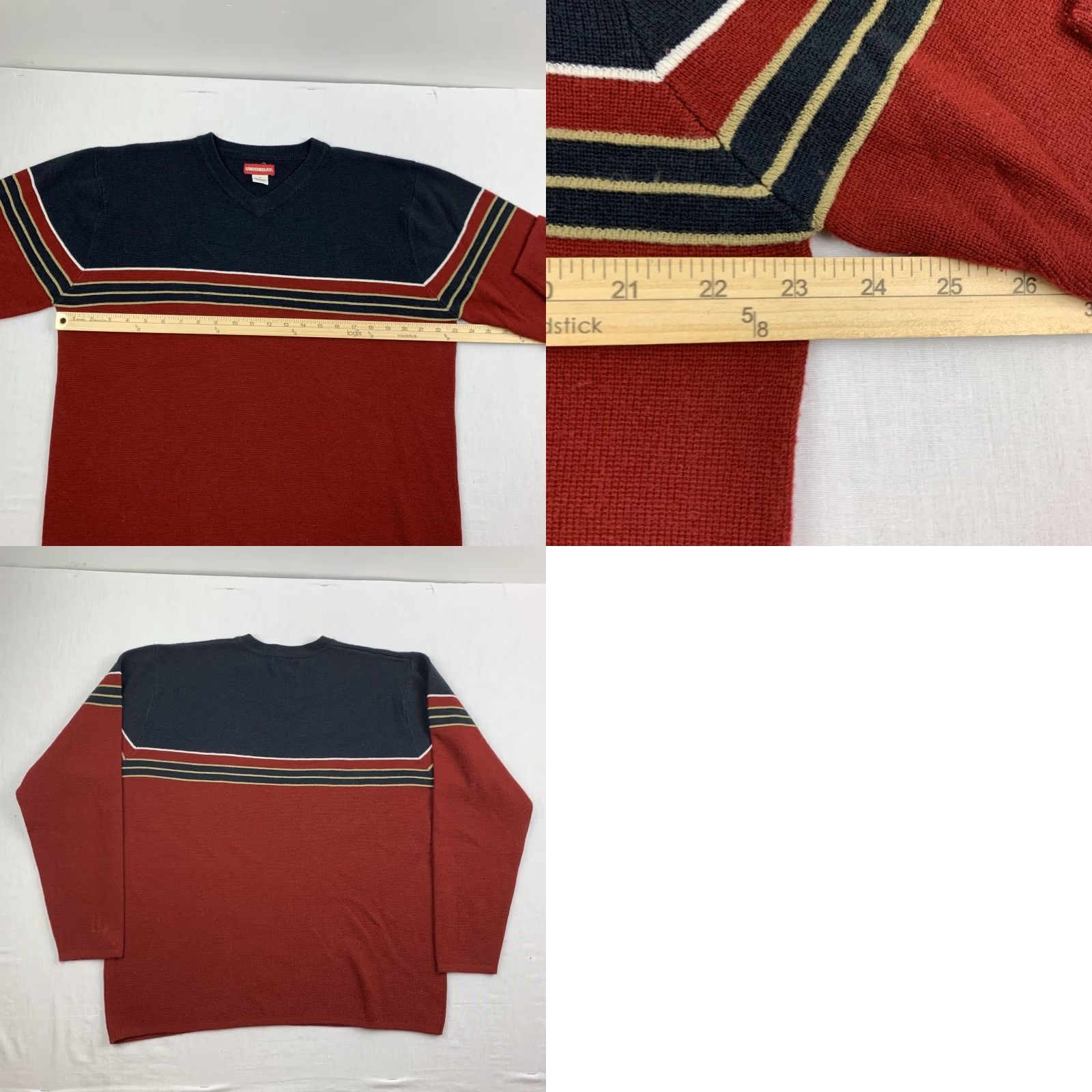 Vintage VINTAGE UNIONBAY Red Pullover Sweater Adult Medium V-Neck Grunge Skater USA Mens Size US M / EU 48-50 / 2 - 8 Thumbnail