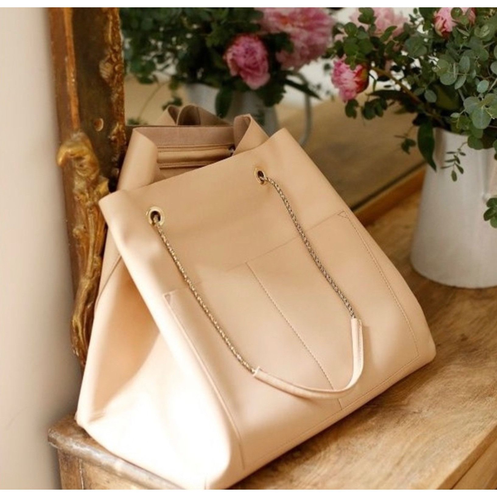 Sezane Sezane blush pink leather gaby tote large Size ONE SIZE - 1 Thumbnail
