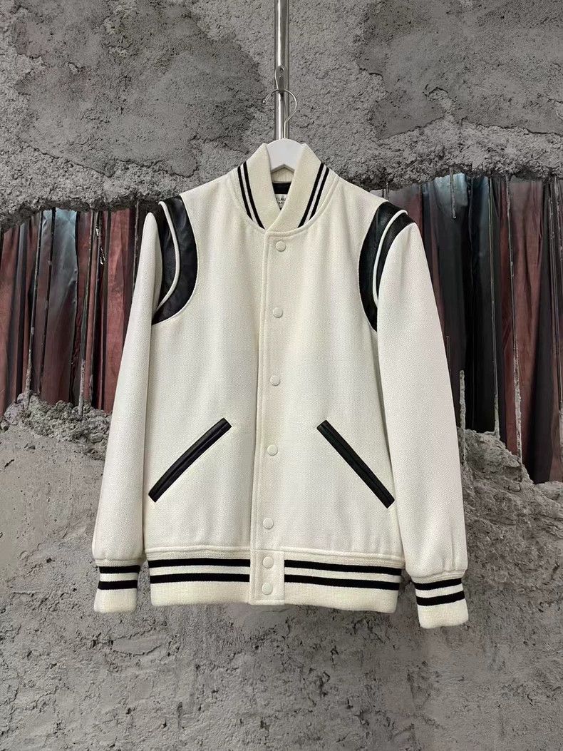 saint laurent White patchwork leather Teddy jacket 2503-Nex