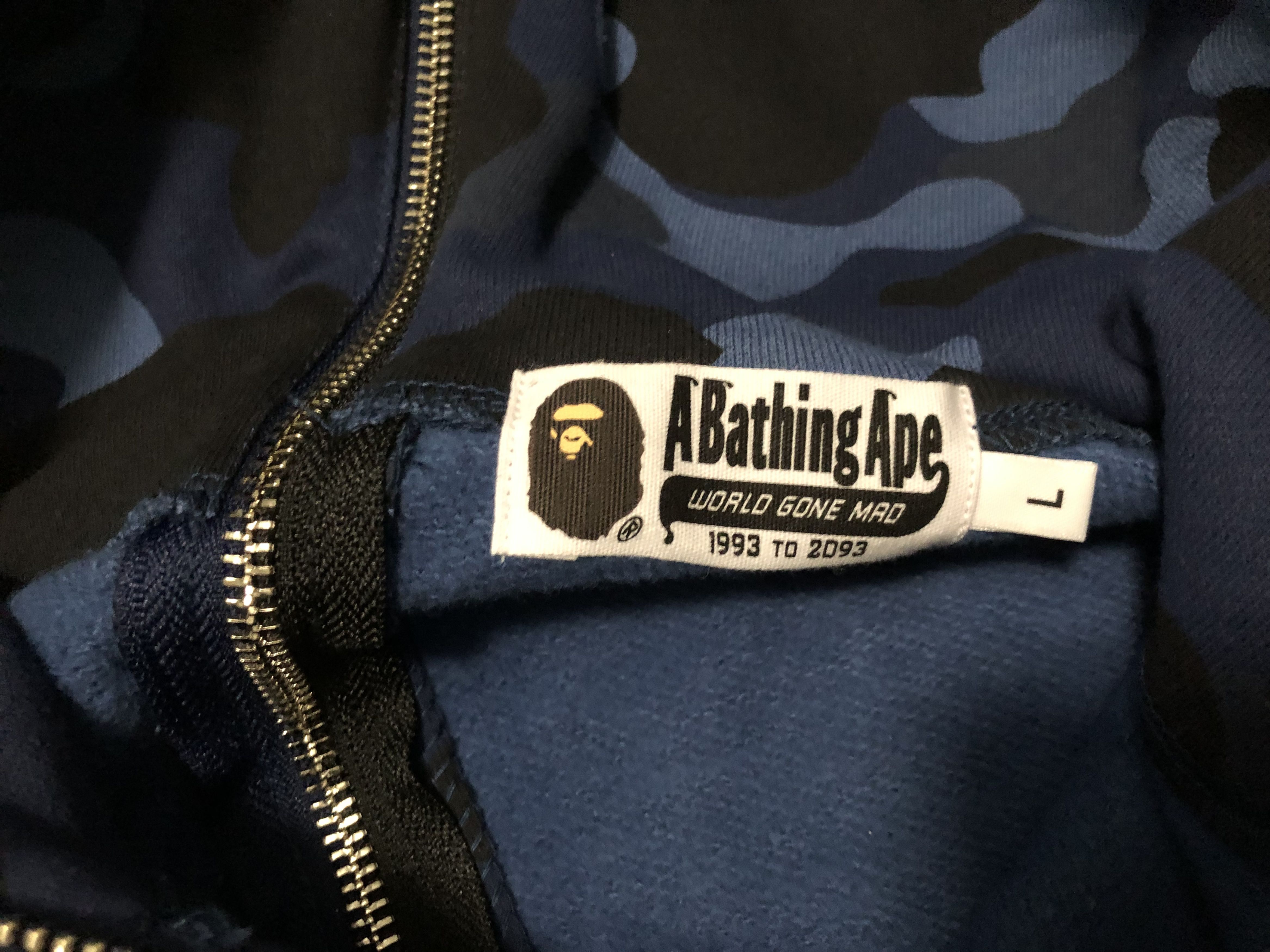 Bape Bape Color Camo Seperate Shark Hoodie Full Zip Blue - Large Size US L / EU 52-54 / 3 - 8 Thumbnail