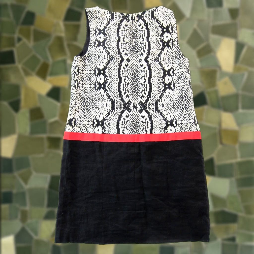 Ann Taylor Ann Taylor Loft Linen Black Ivory Pink Snake Print Tunic Shift Tank Dress 2P Size XS / US 0-2 / IT 36-38 - 1 Thumbnail